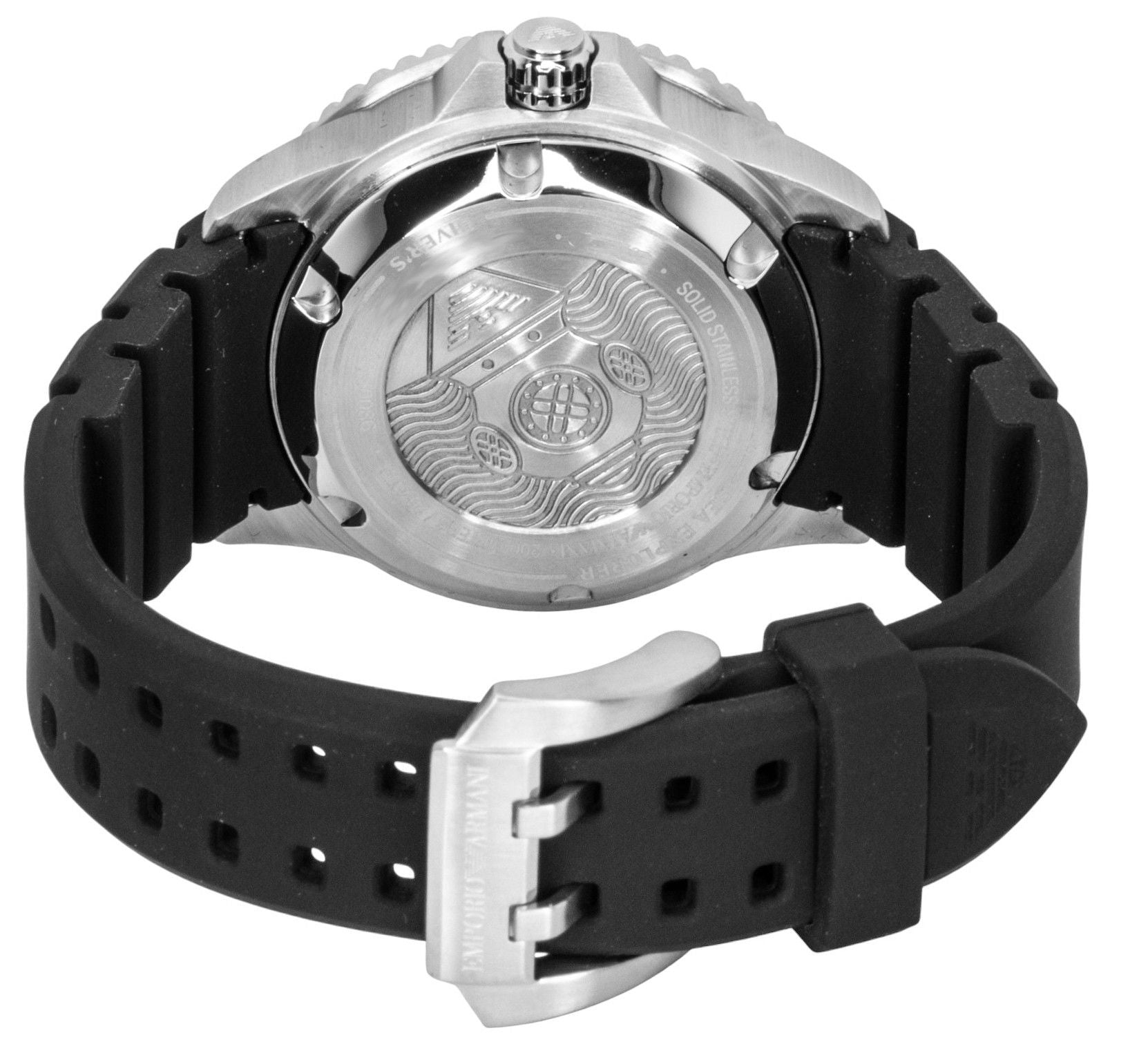 Emporio Armani Sea Explorer Silicone Strap Black Dial Diver's Automatic AR60086 200M Men's Watch