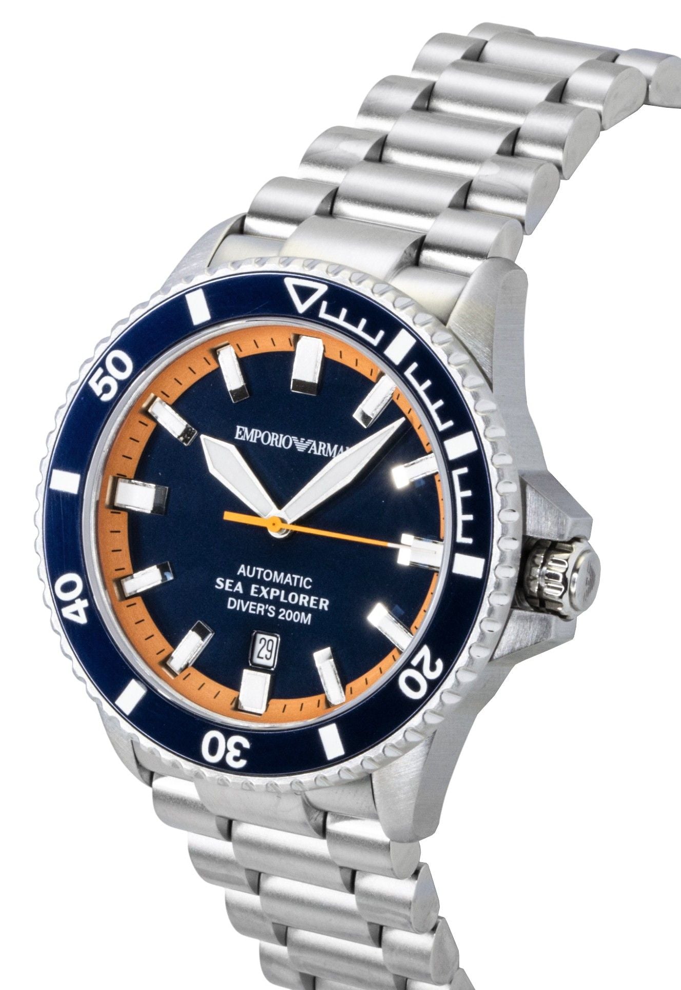 Emporio Armani Sea Explorer Stainless Steel Blue Dial Diver's Automatic AR60090 200M Men's Watch