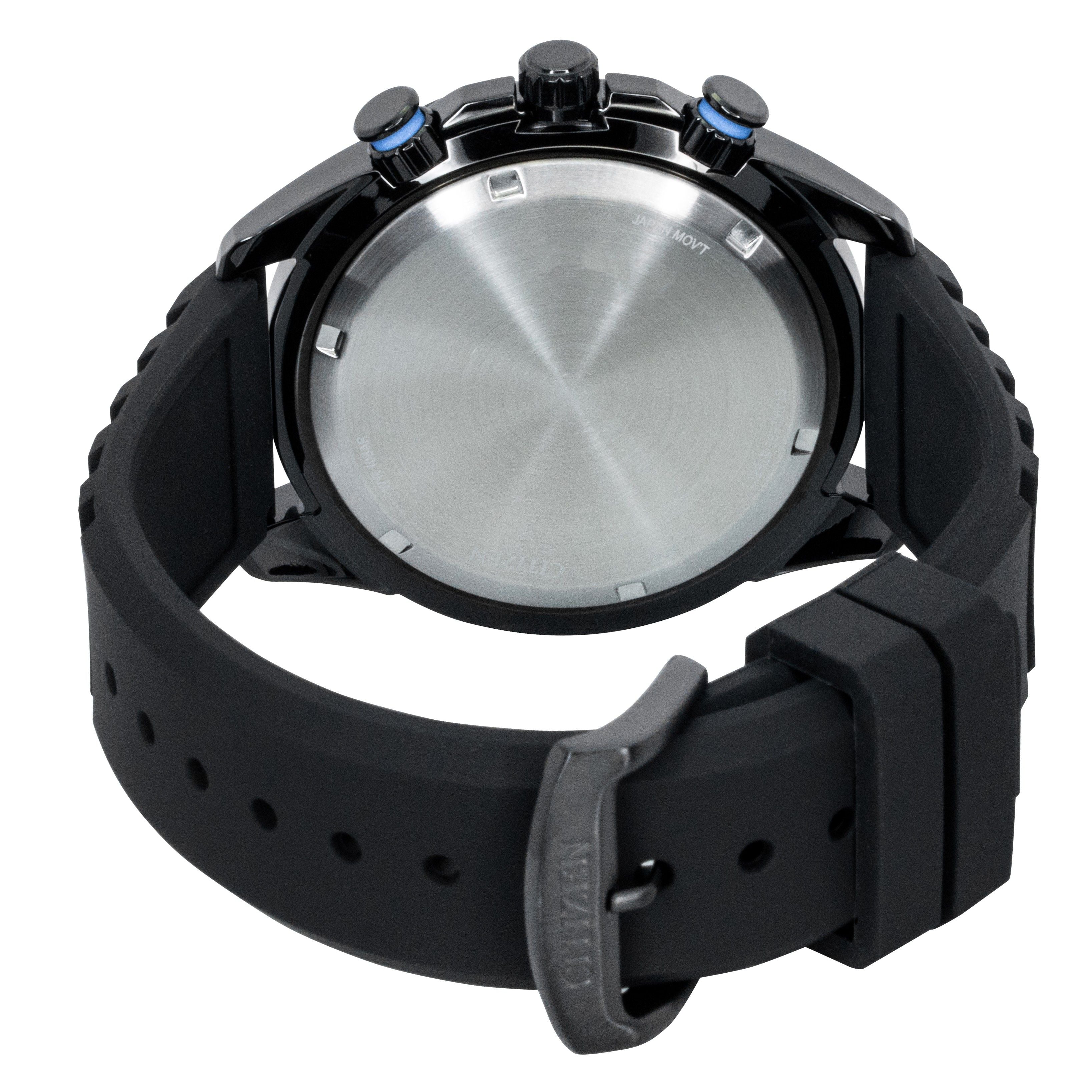 Citizen Brycen Chronograph Silicone Strap Black Dial Eco-Drive AT2587-02E 100M Men's Watch