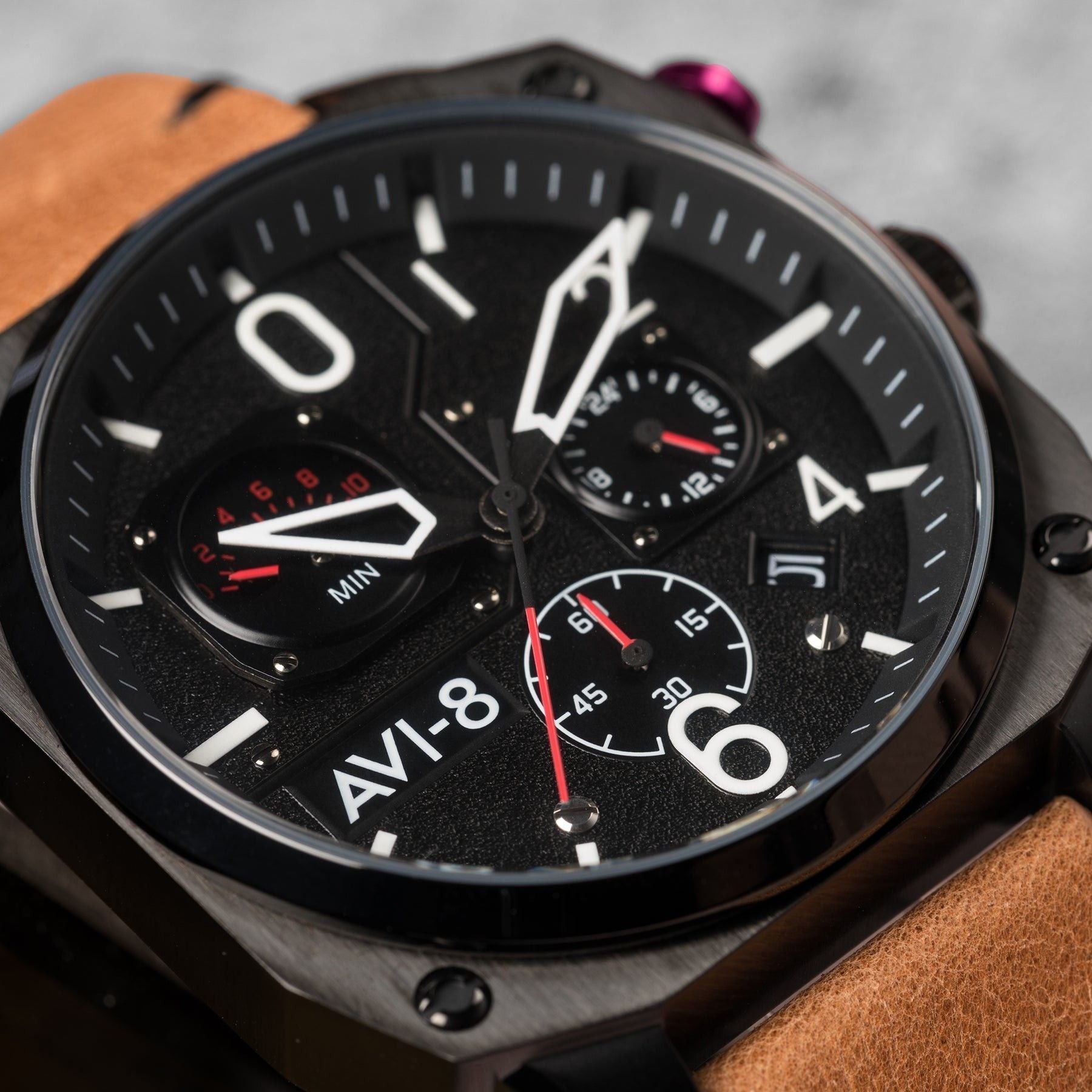 AVI-8 Hawker Hunter Charcoal Ember Brown Retrograde Chronograph Quartz AV-4052-02 Men's Watch