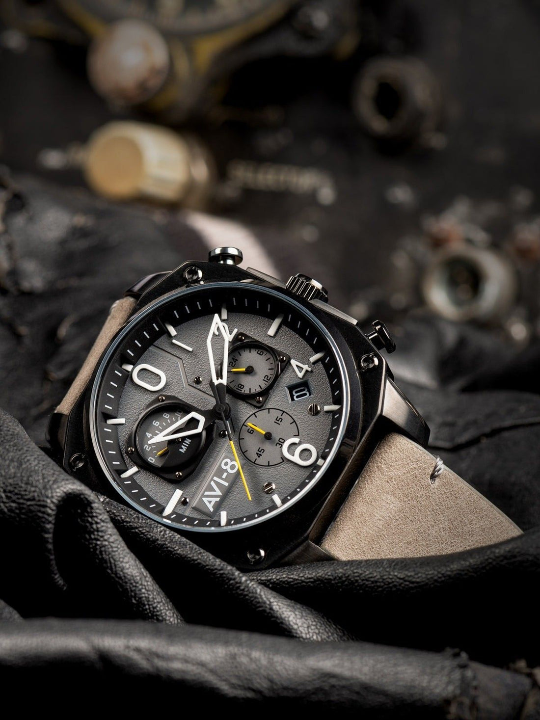 AVI-8 Hawker Hunter Retrograde Chronograph Sea Grey Dial Quartz AV-4052-03 Men's Watch