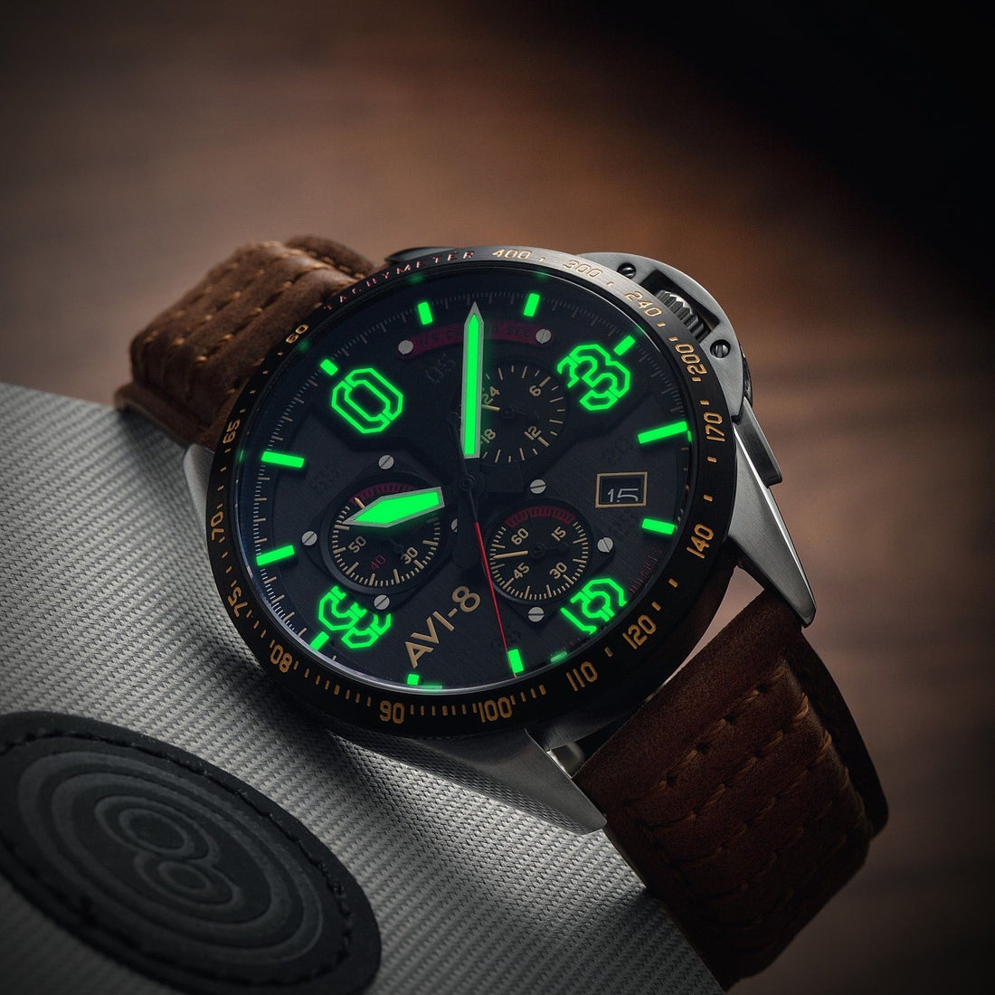 AVI-8 P-51 Mustang Blakeslee Chronograph Bronze Oak Quartz AV-4077-02 Men's Watch