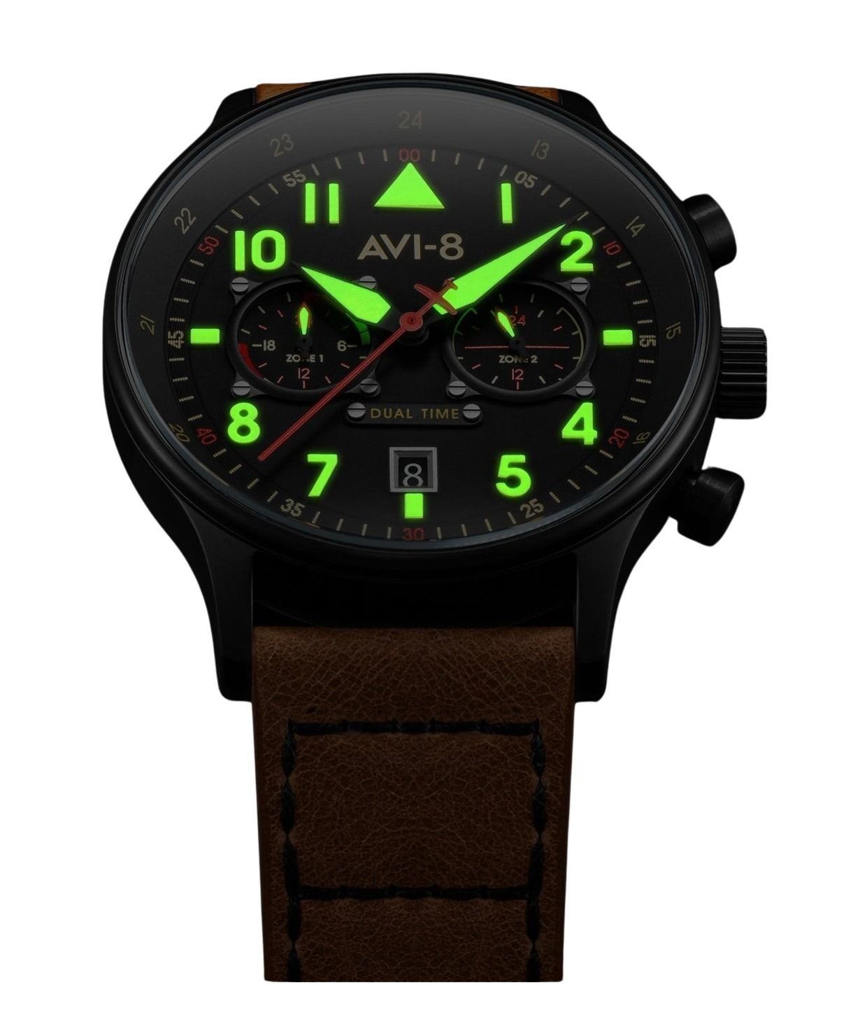 AVI-8 Hawker Hurricane Carey Dual Time Debden Black Dial Quartz AV-4088-03 Men's Watch