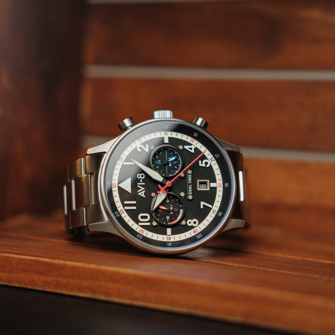 AVI-8 Hawker Hurricane Carey Dual Time Rangoon Black Dial Quartz AV-4088-11 Men's Watch
