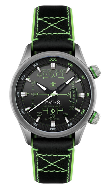 AVI-8 Hawker Harrier HUD Leather Strap Gradient Black Dial Automatic AV-4117-02 Men's Watch
