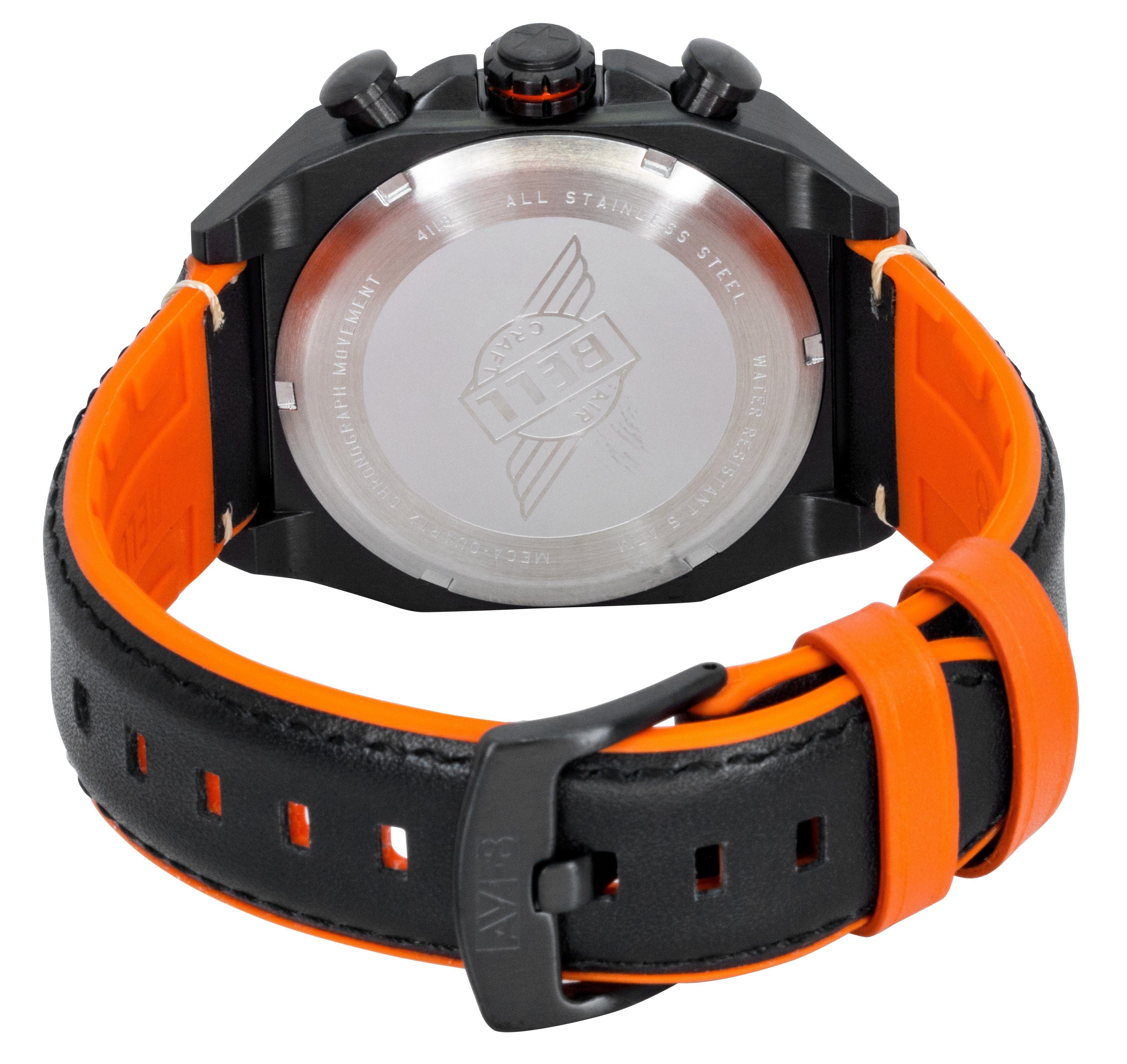 AVI-8 Bell X-1 Machbuster Chronograph Super Sonic Black Rubber And Leather Strap Black Dial Quartz AV-4118-04 Men's Watch