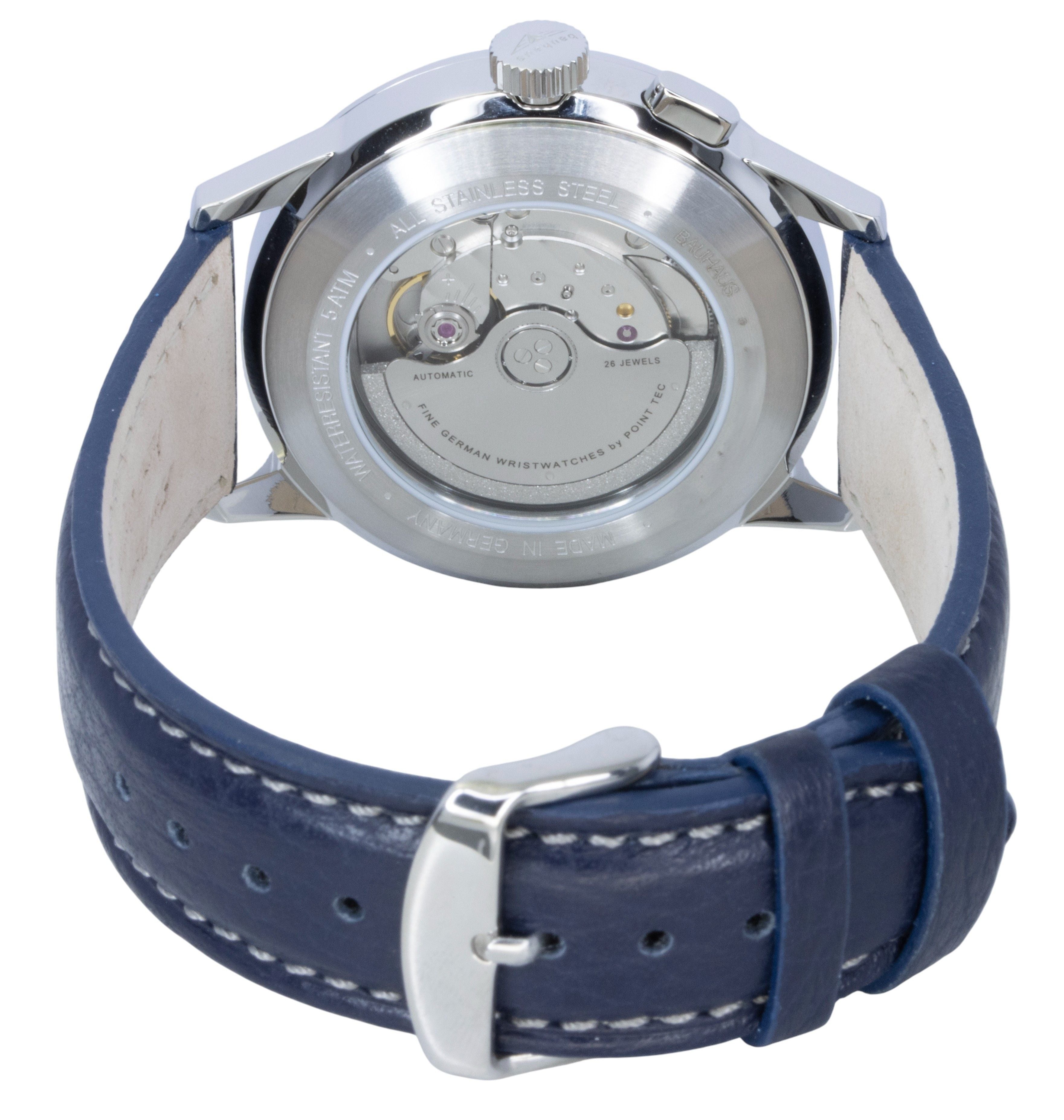 Bauhaus Aviation Leather Strap Blue Dial Automatic 23623 Men's Watch