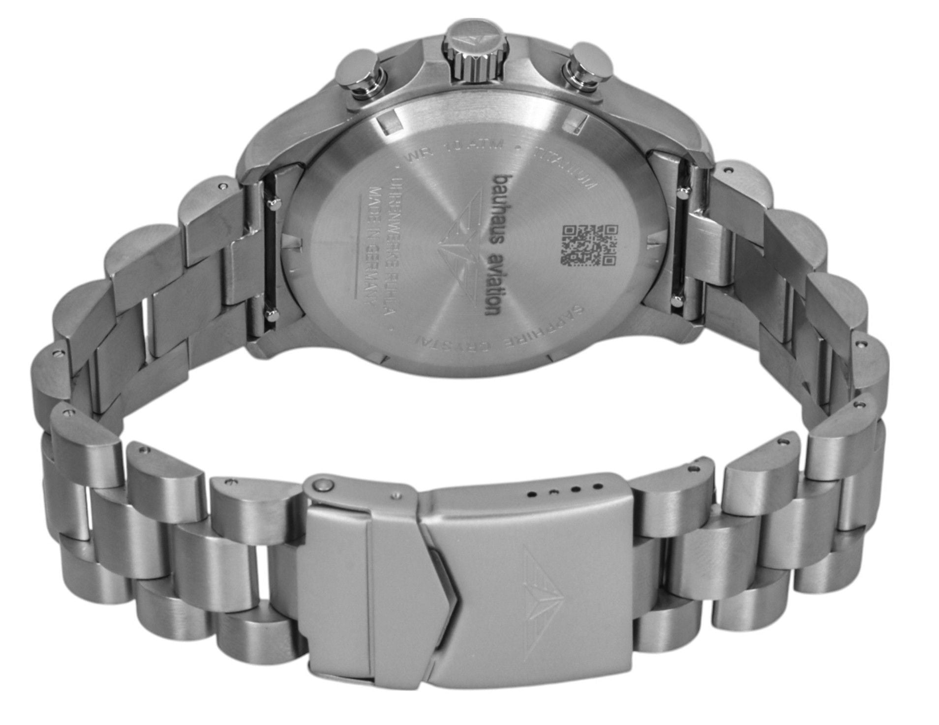 Bauhaus Aviation Chronograph Titanium Green Dial Quartz 2880M4 100M Men's Watch