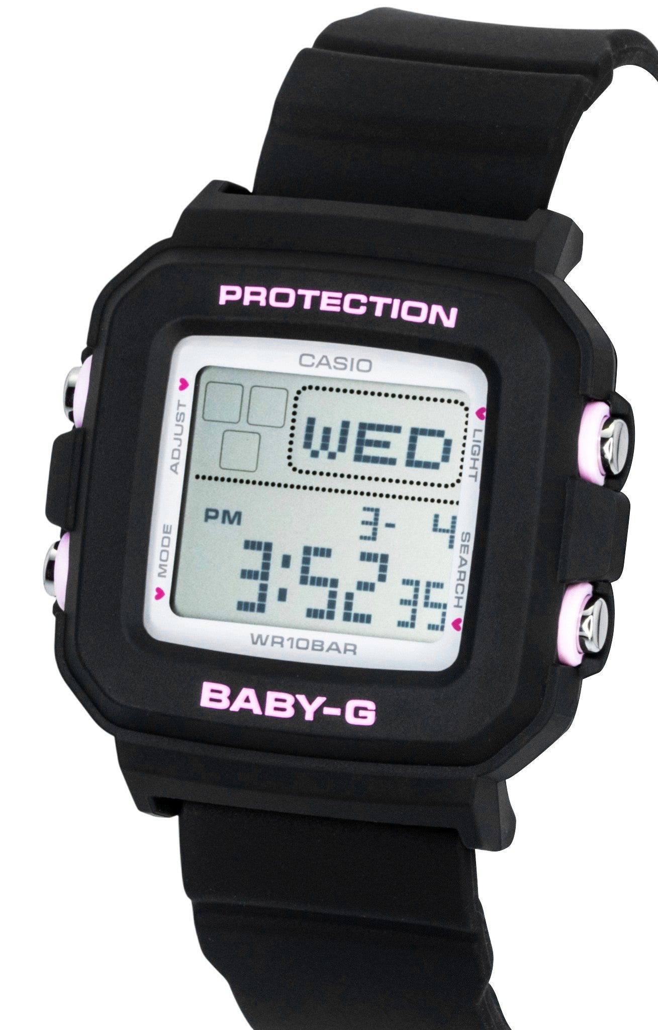 Casio Baby-G Plus Digital Resin Strap Quartz BGD-10KH-1 100M Women's Watch With Silicone Holder