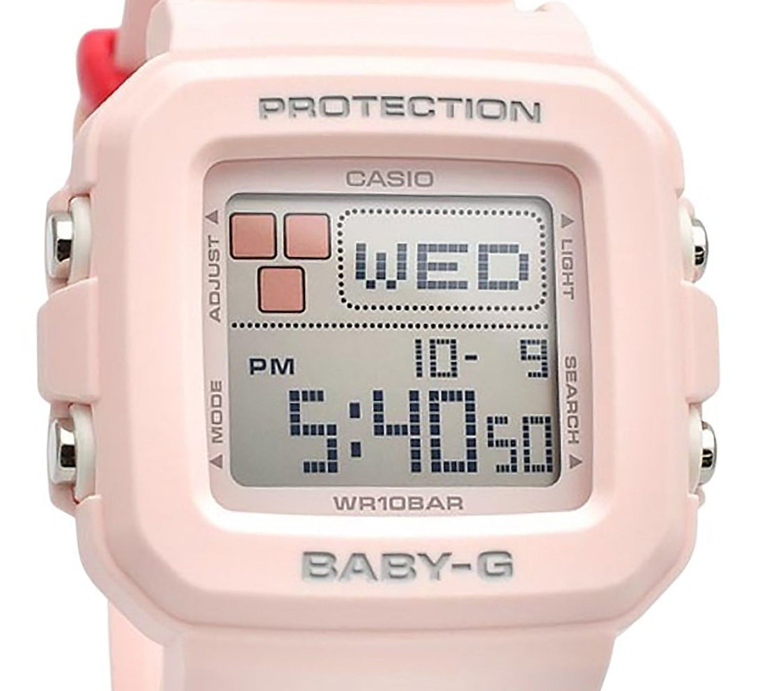 Casio Baby-G Plus Digital Pink Resin Strap Quartz BGD-10L-4 100M Women's Watch With Extra Band Loops