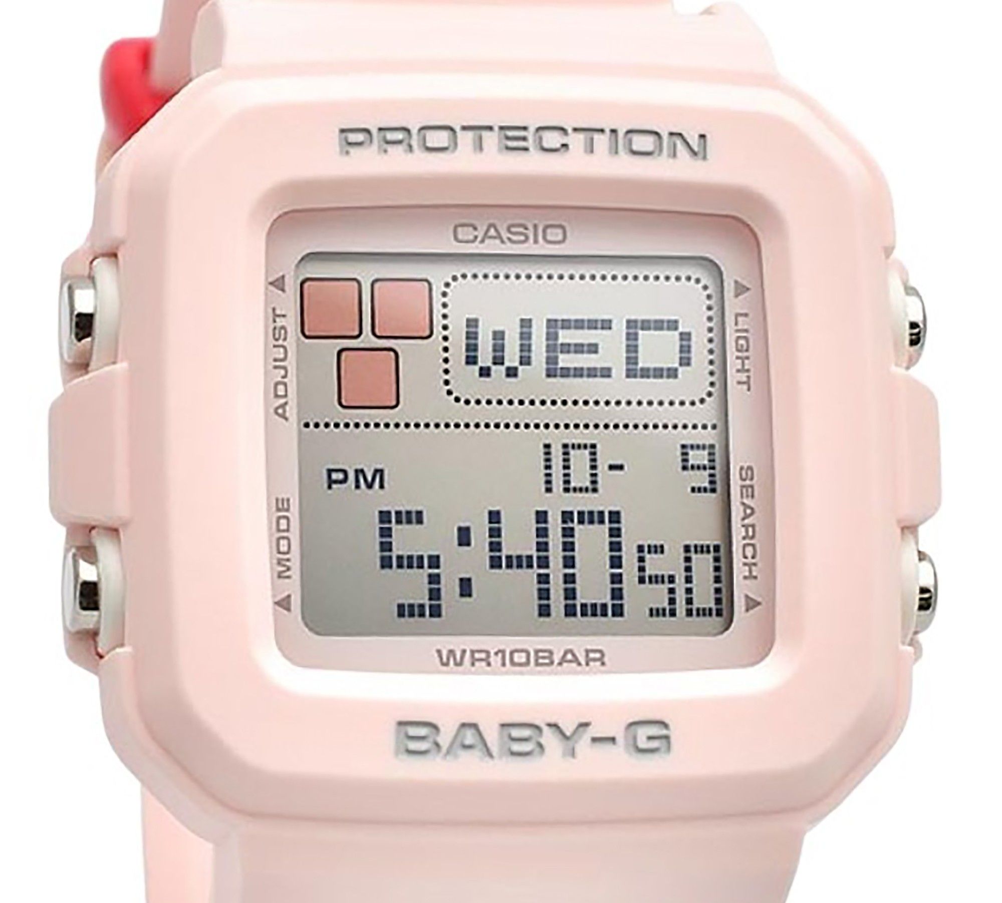 Casio Baby-G Plus Digital Pink Resin Strap Quartz BGD-10L-4 100M Women's Watch With Extra Band Loops