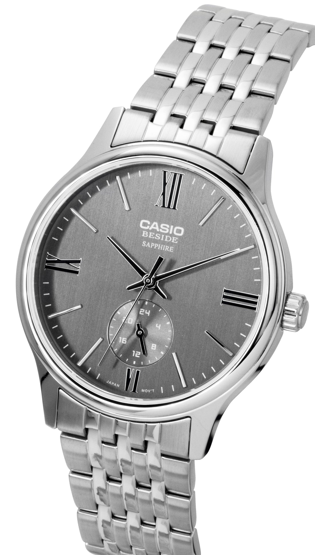 Casio Beside Analog Stainless Steel Grey Dial Quartz BMS-100D-8AV Men's Watch