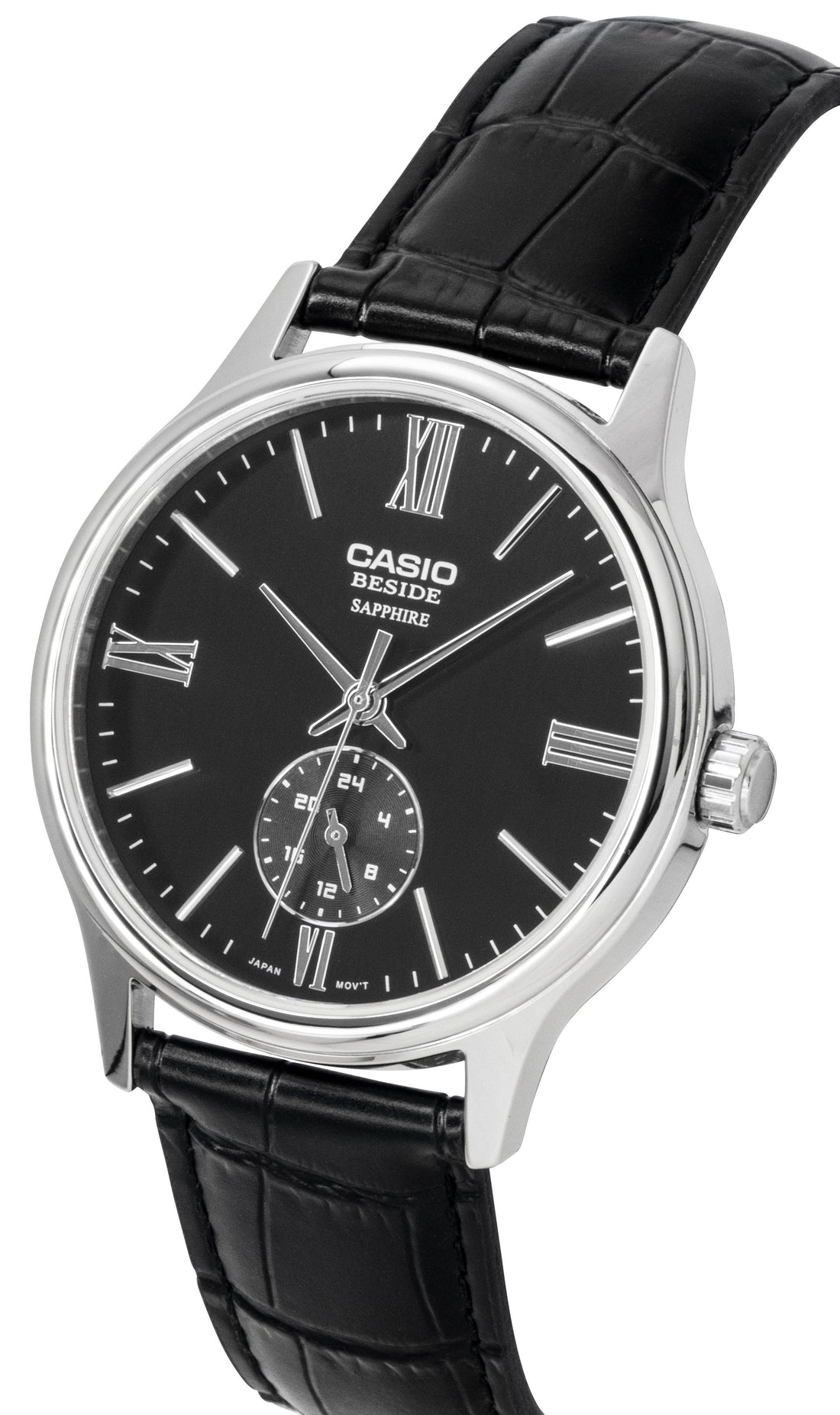 Casio Beside Analog Leather Strap Black Dial Quartz BMS-100L-1AV Men's Watch