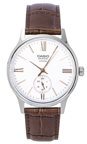 Casio Beside Analog Leather Strap White Dial Quartz BMS-100L-5AV Men's Watch