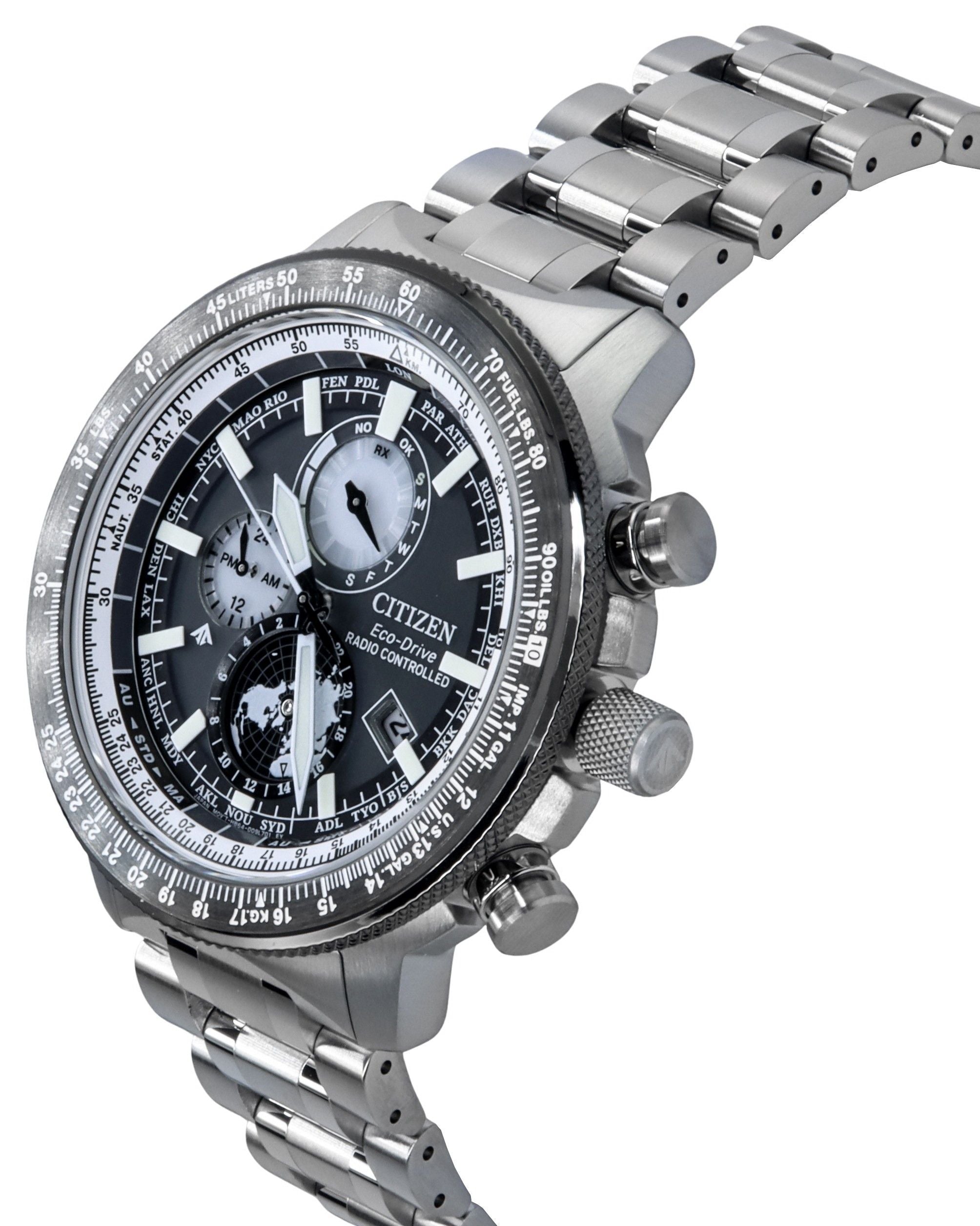 Citizen Promaster Geo Trekker Stainless Steel Grey Dial Eco-Drive BY3006-53H 200M Men's Pilot Watch