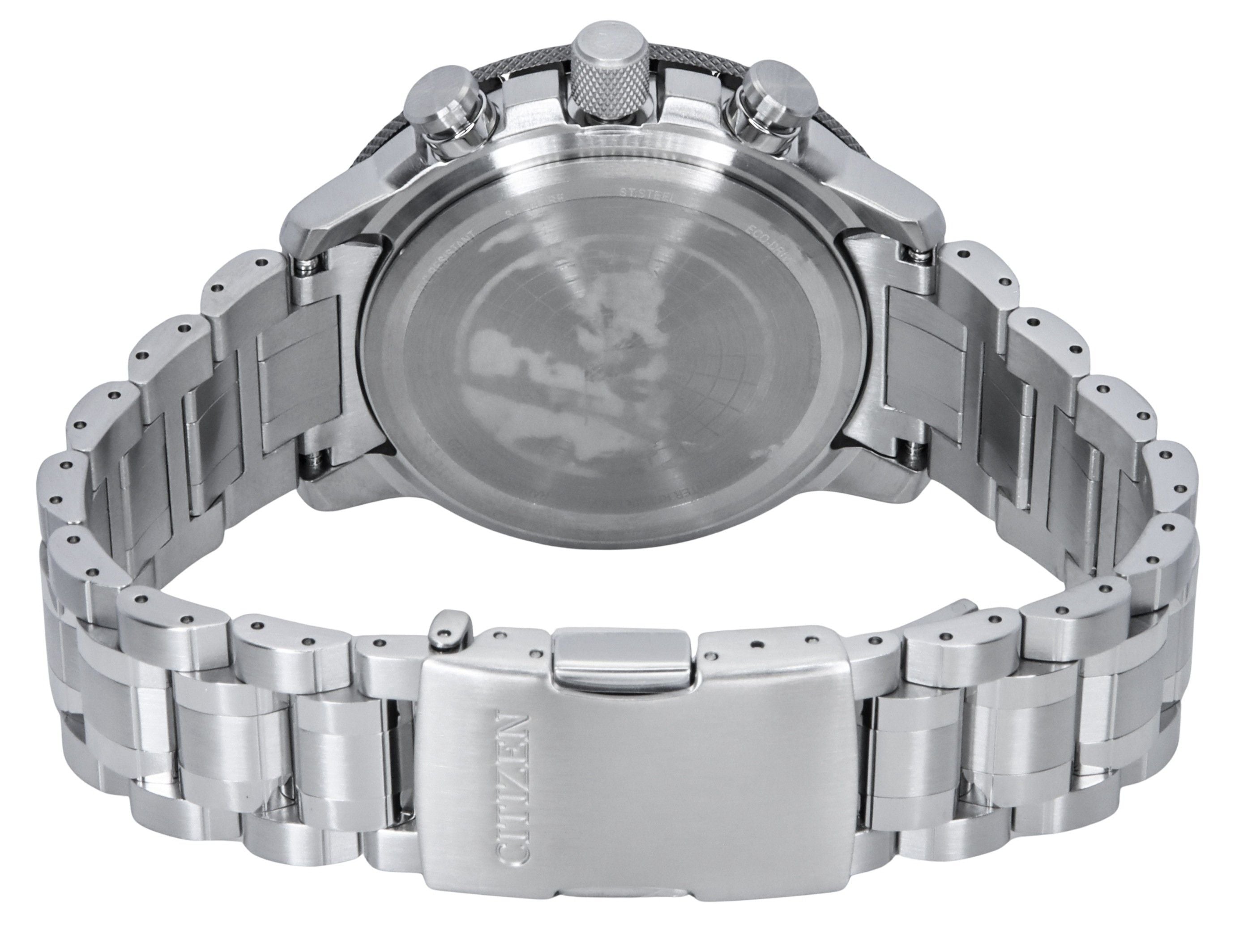 Citizen Promaster Geo Trekker Stainless Steel Grey Dial Eco-Drive BY3006-53H 200M Men's Pilot Watch