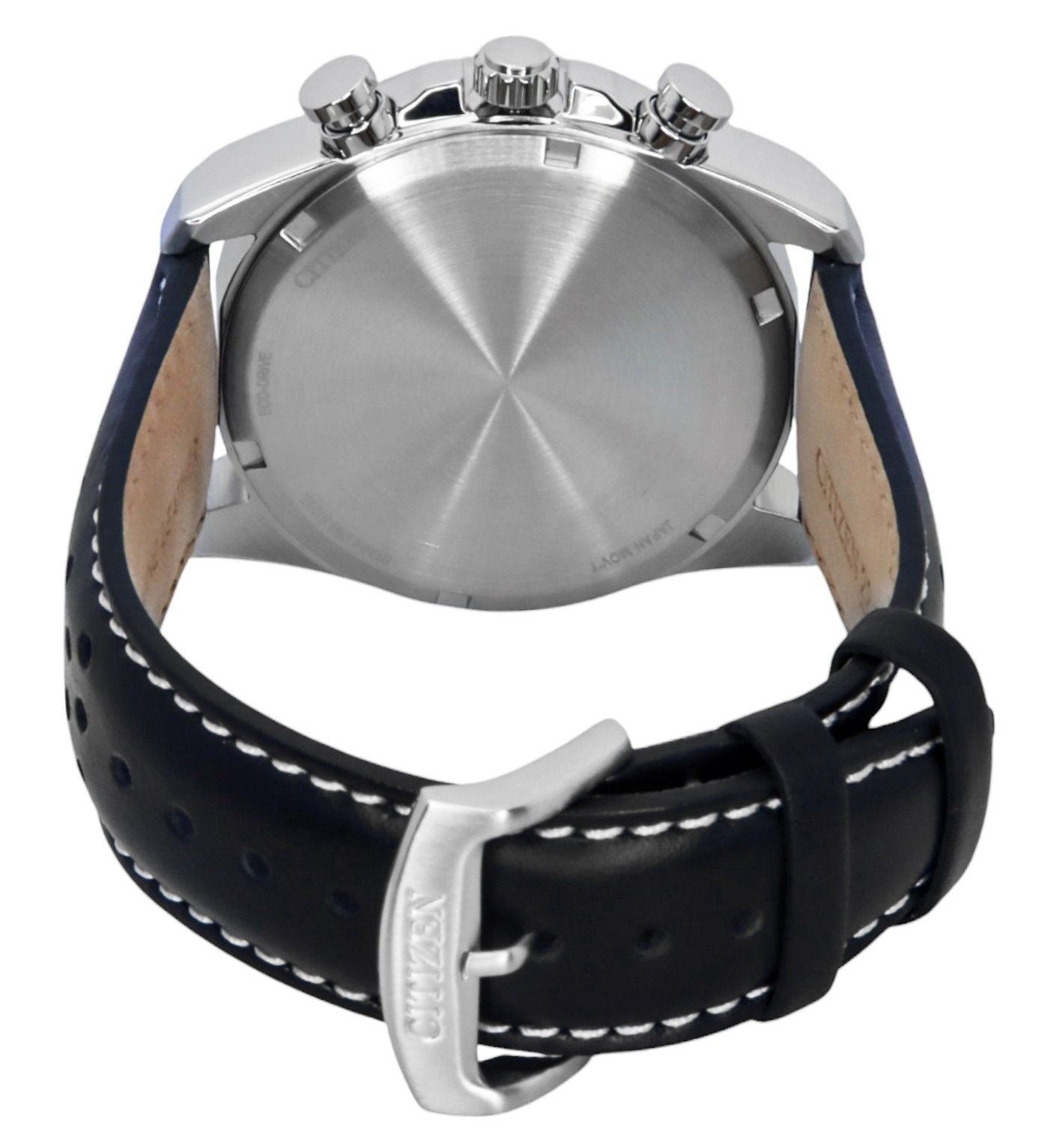 Citizen Eco-Drive Chronograph Leather Strap White Dial CA4640-09A 100M Men's Watch