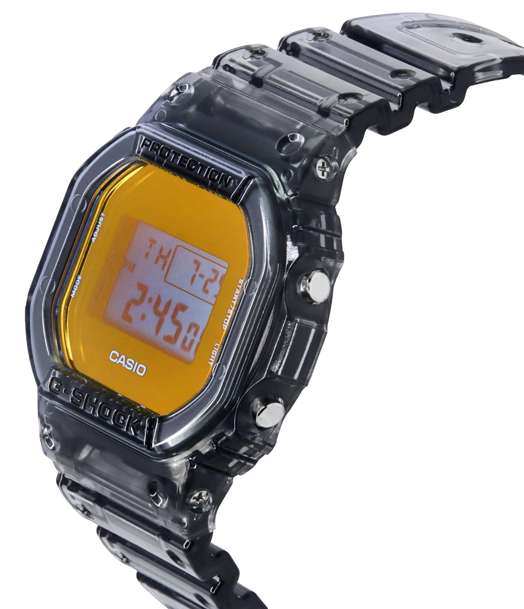 Casio G-Shock Digital Grey Translucent Resin Strap Quartz DW-5600TLS-8 200M Men's Watch