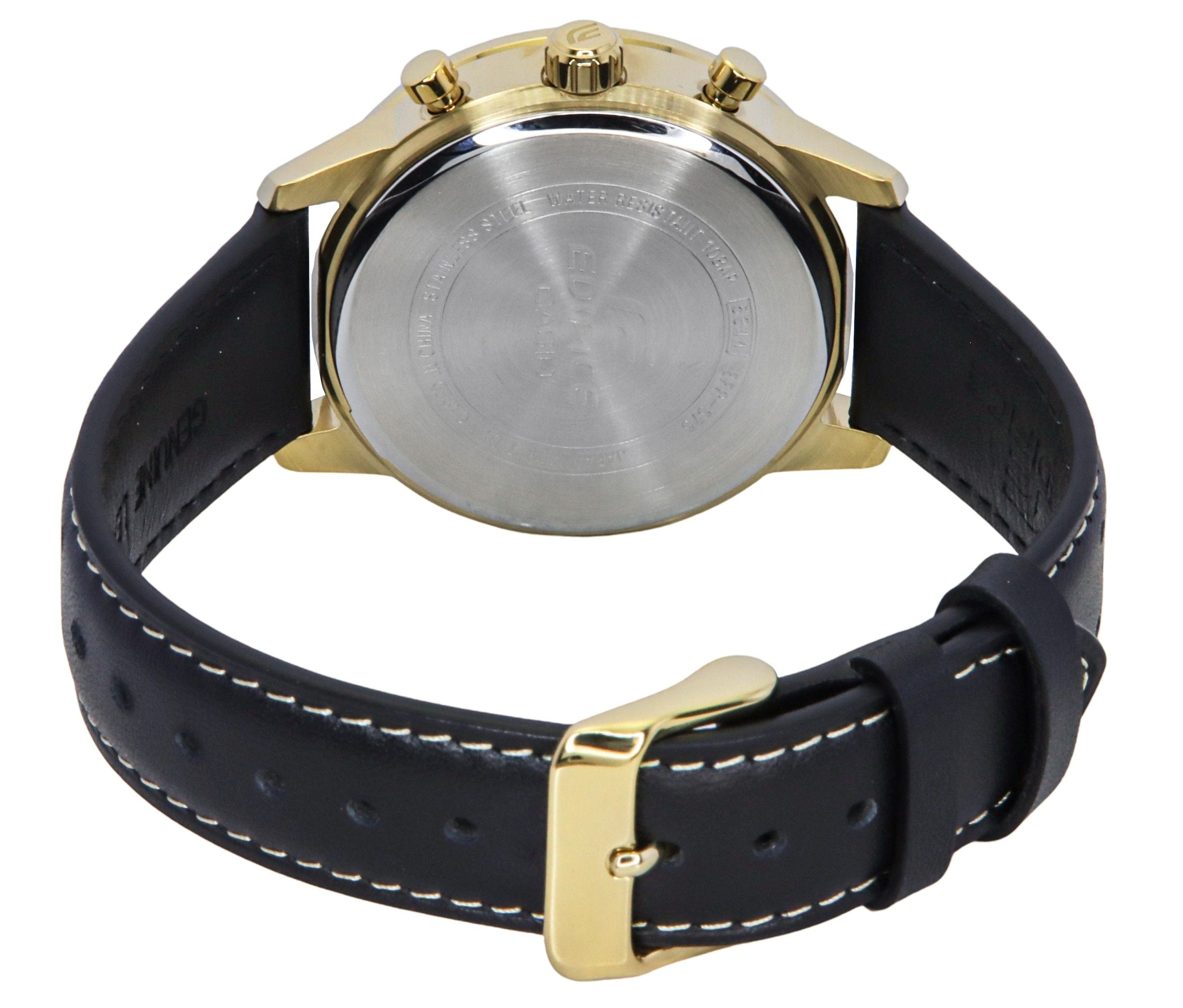 Casio Edifice Analog Chronograph Leather Strap Green Dial Quartz EFR-575CL-3A 100M Men's Watch