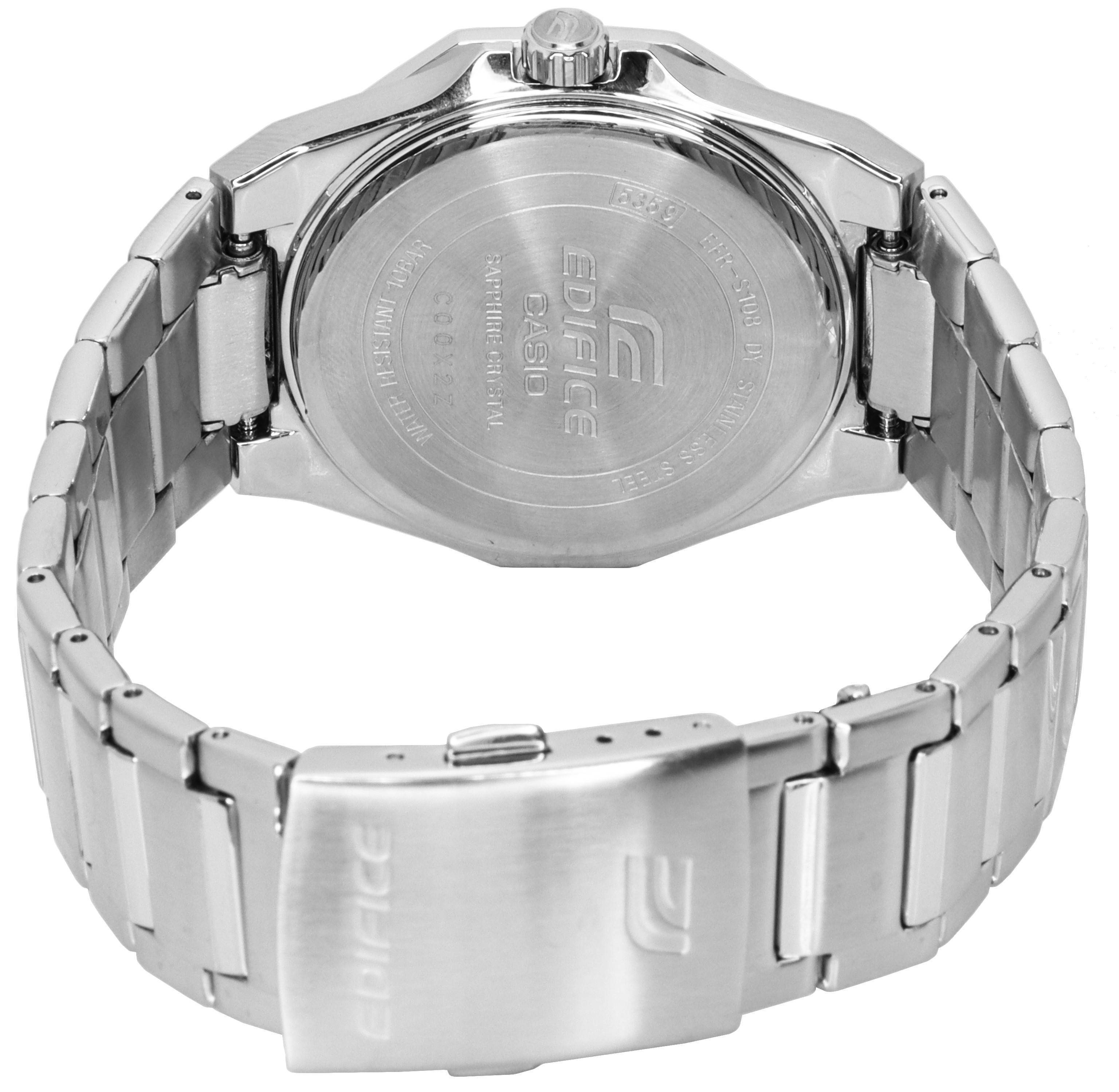 Casio Edifice Stainless Steel White Dial Quartz EFR-S108D-7A EFRS108D-7 100M Men's Watch