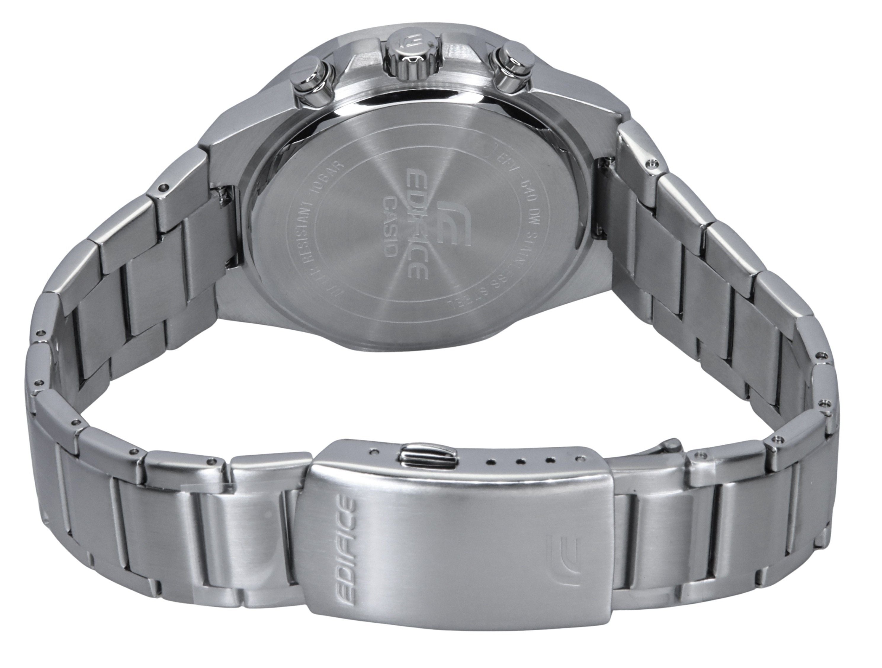 Casio Edifice Standard Chronograph Analog Stainless Steel Blue Dial Quartz EFV-640D-2BV 100M Men's Watch