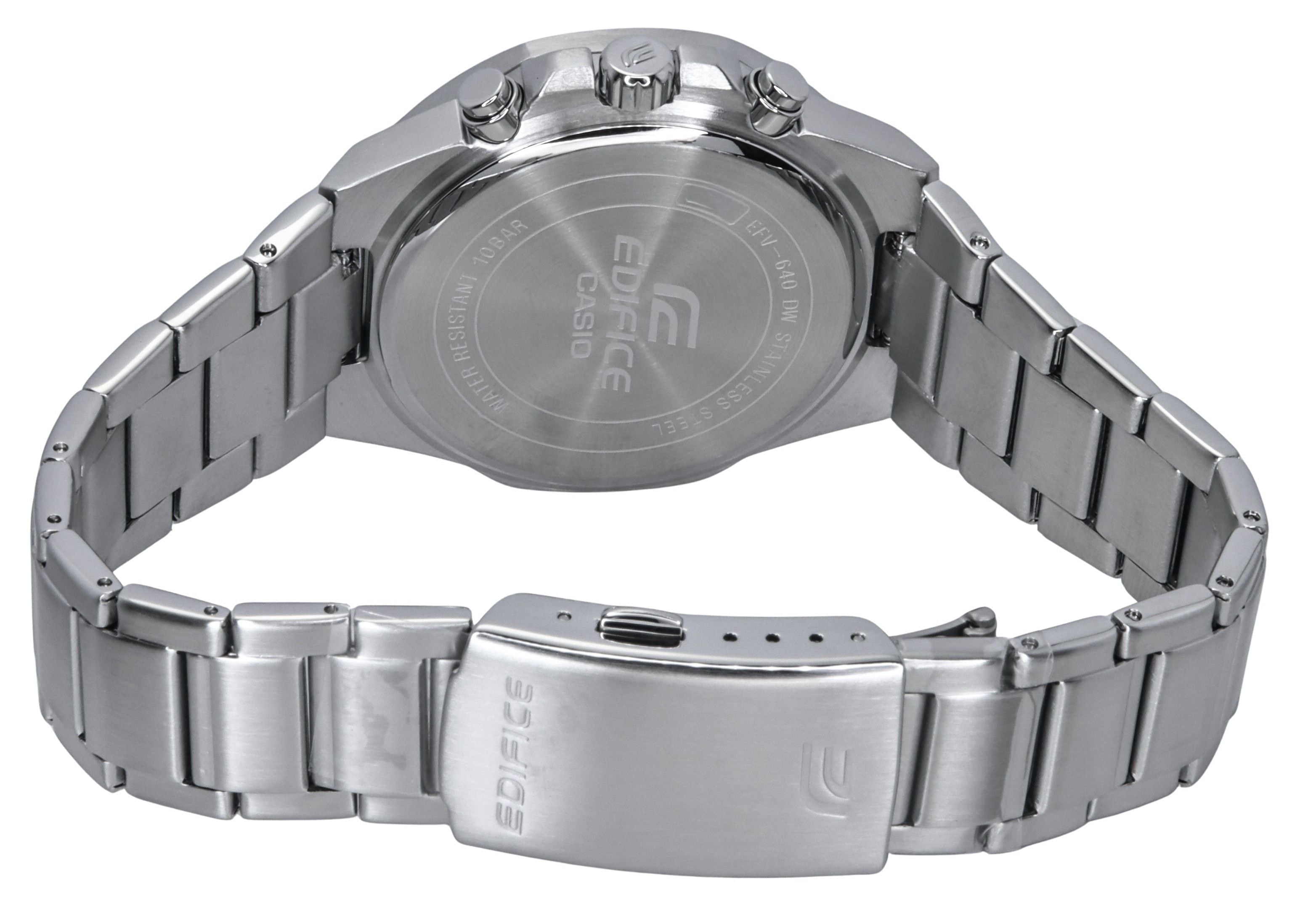 Casio Edifice Standard Chronograph Analog Stainless Steel Green Dial Quartz EFV-640D-3AV 100M Men's Watch