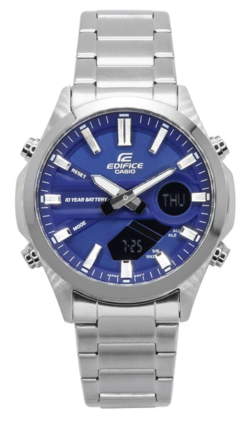 Casio Edifice Analog Digital Stainless Steel Blue Dial Quartz EFV-C120D-2A 100M Men's Watch