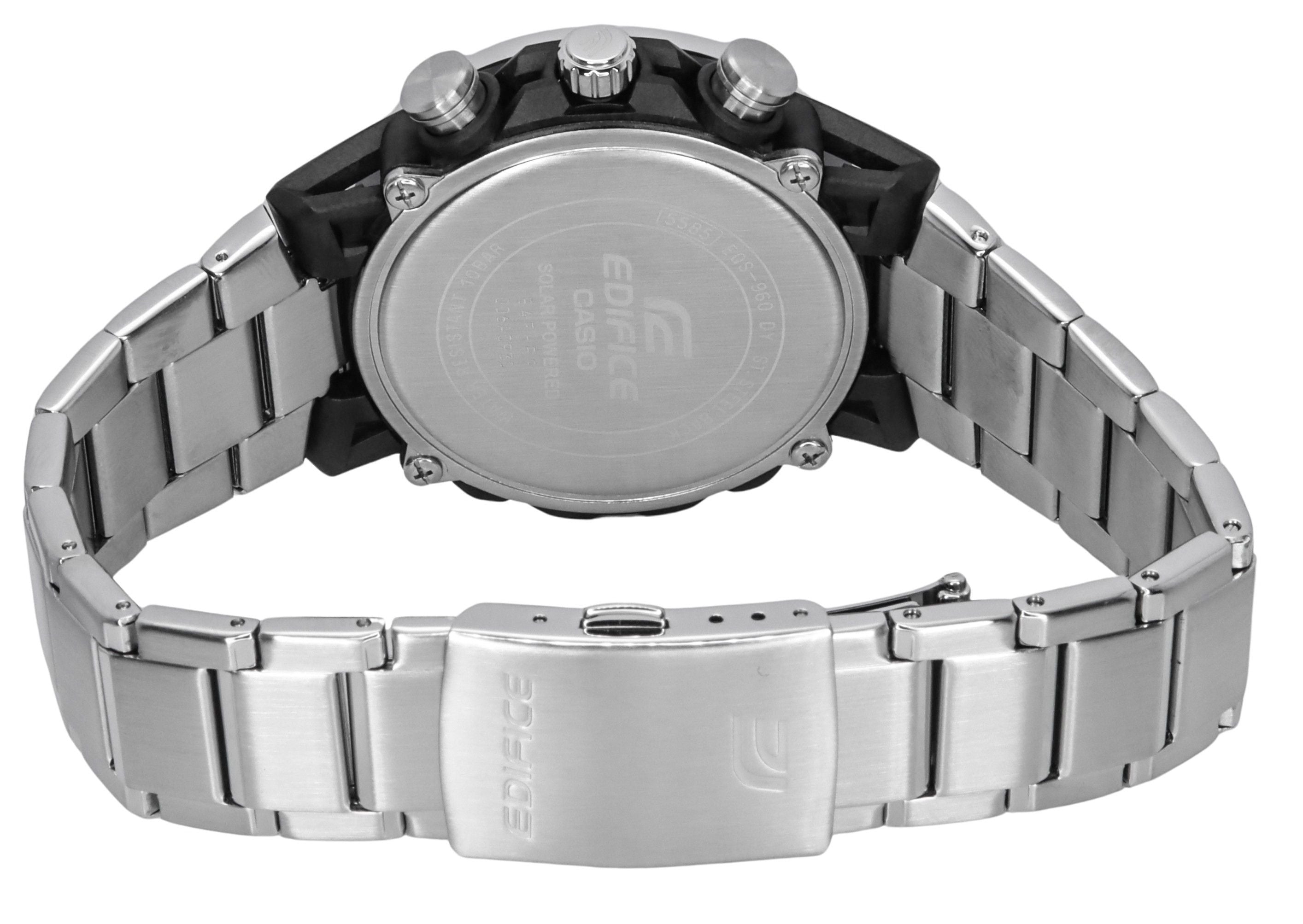 Casio Edifice Sospensione Analog Chronograph Stainless Steel Grey Dial Solar Powered EQS-960D-1AV 100M Men's Watch