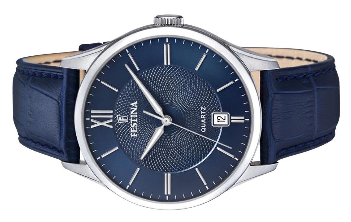 Festina Classics Leather Strap Blue Dial Quartz F20426-2 100M Men's Watch