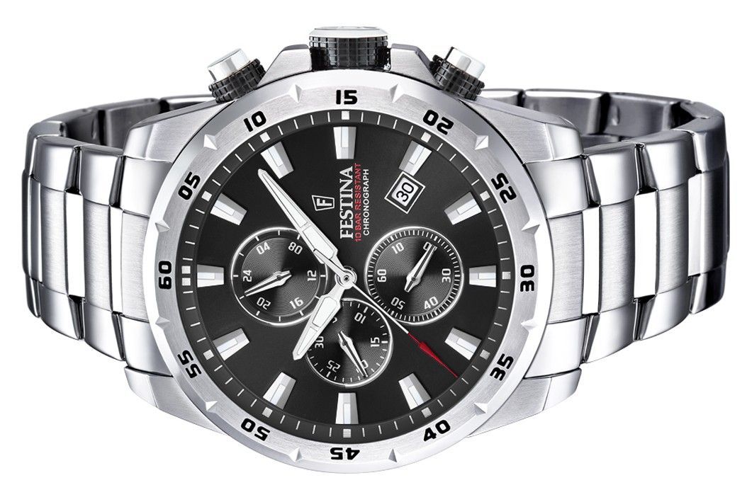 Festina Sport Chronograph Stainless Steel Black Dial Quartz F20463-4 100M Men's Watch
