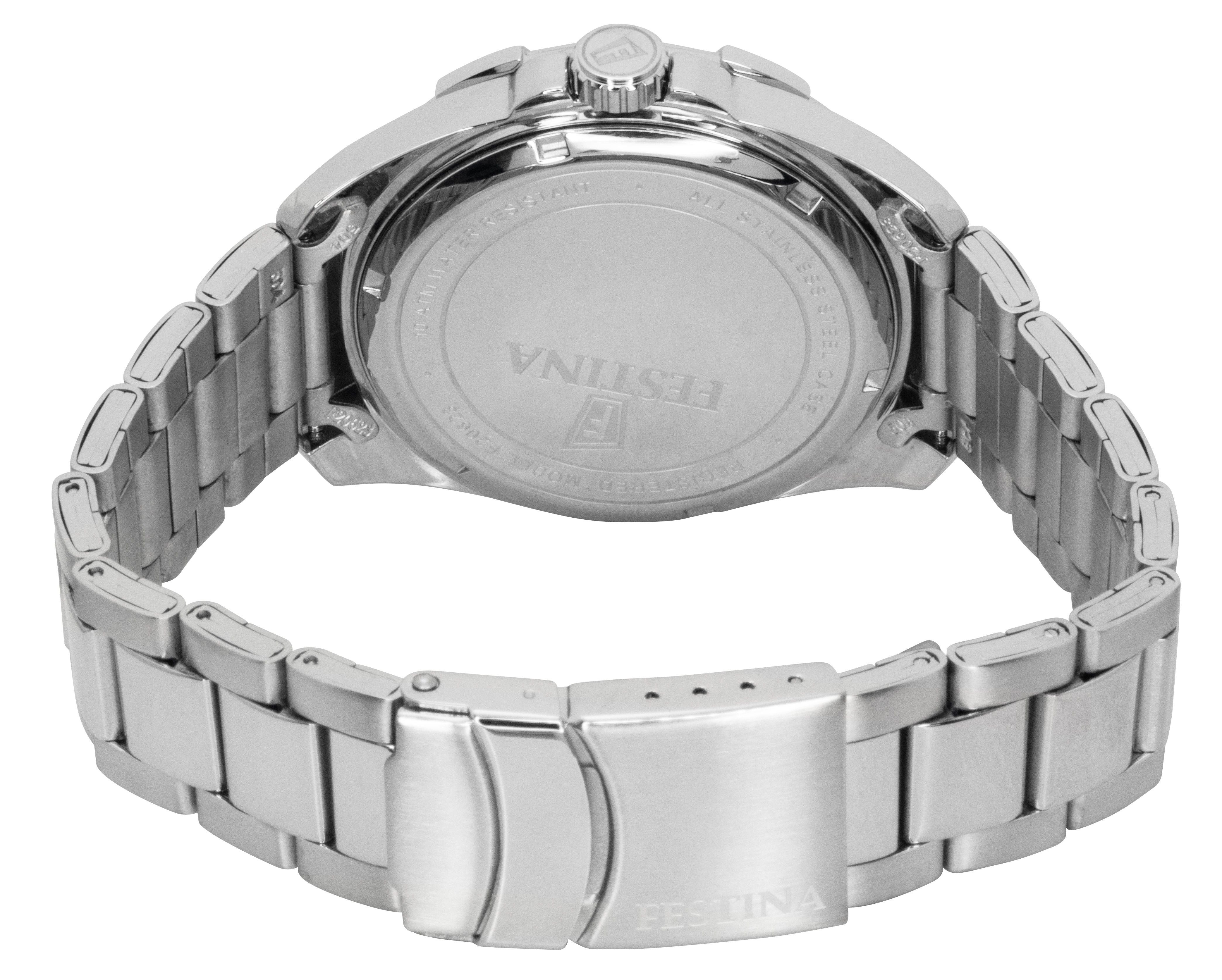 Festina Stainless Steel Multifunction White Dial Quartz F20623-1 100M Men's Watch
