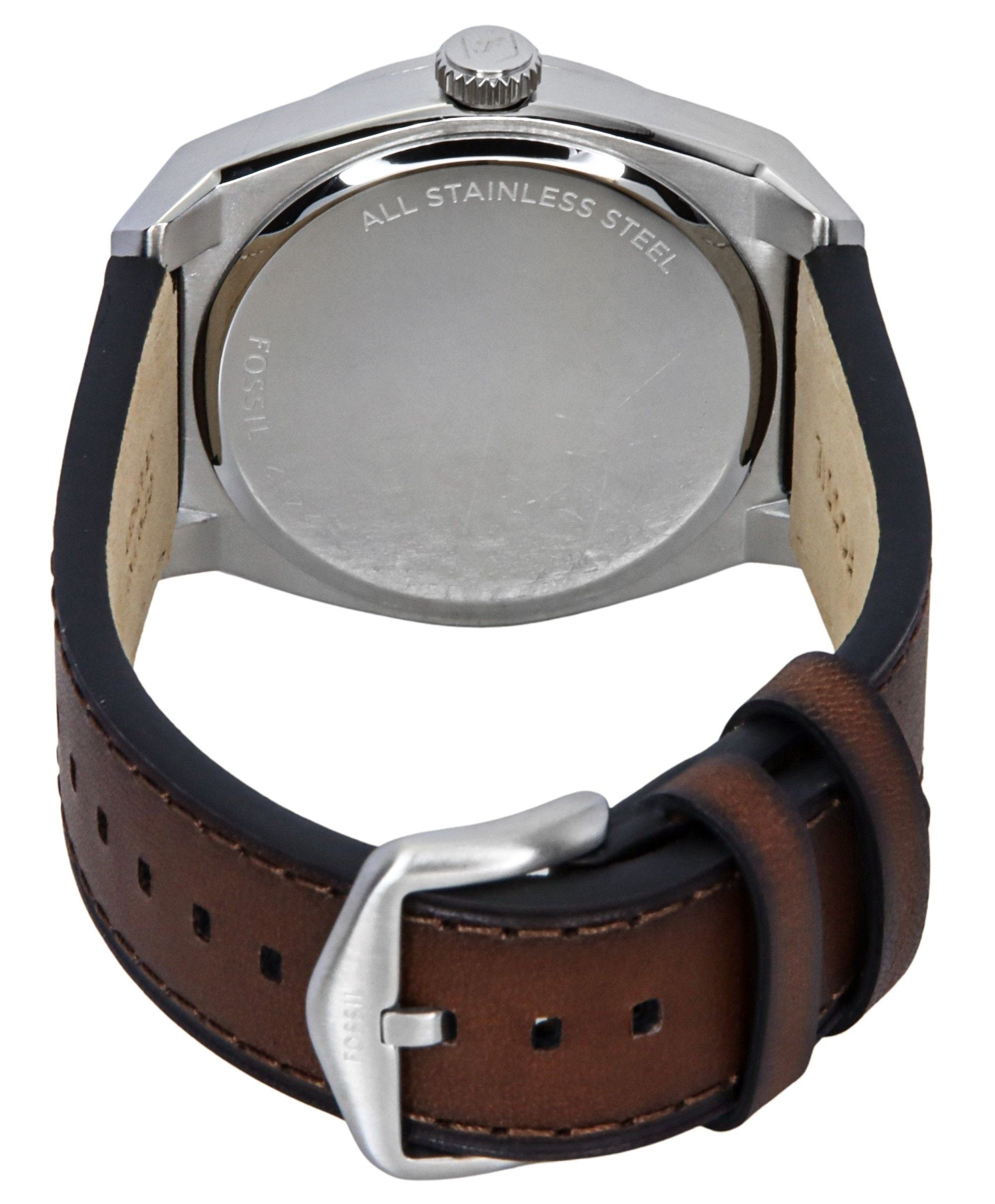 Fossil Everett Leather Strap Cream Dial Quartz FS6071 Men's Watch