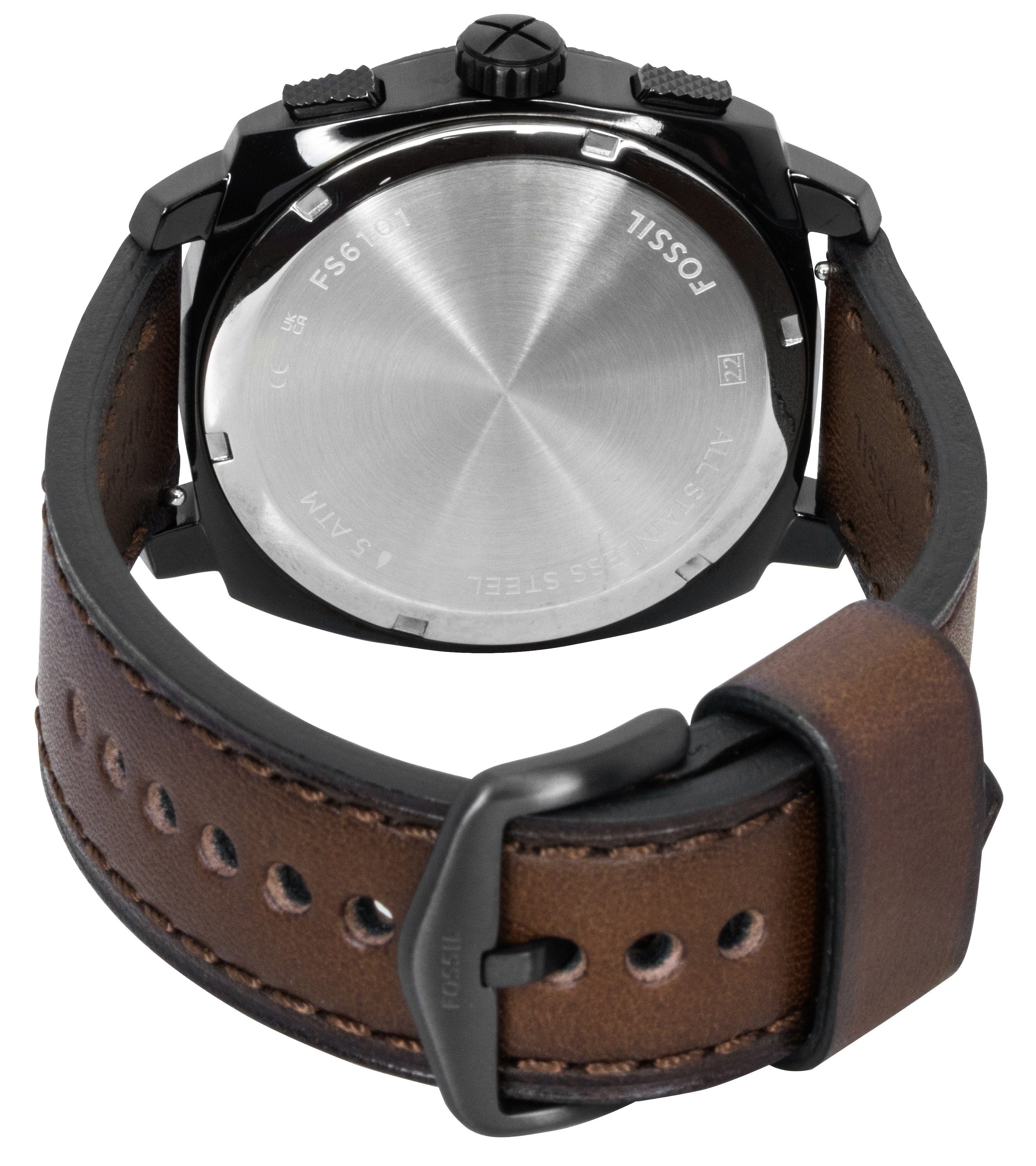 Fossil Machine Chronograph Leather Strap Brown Dial Quartz FS6101 Men's Watch