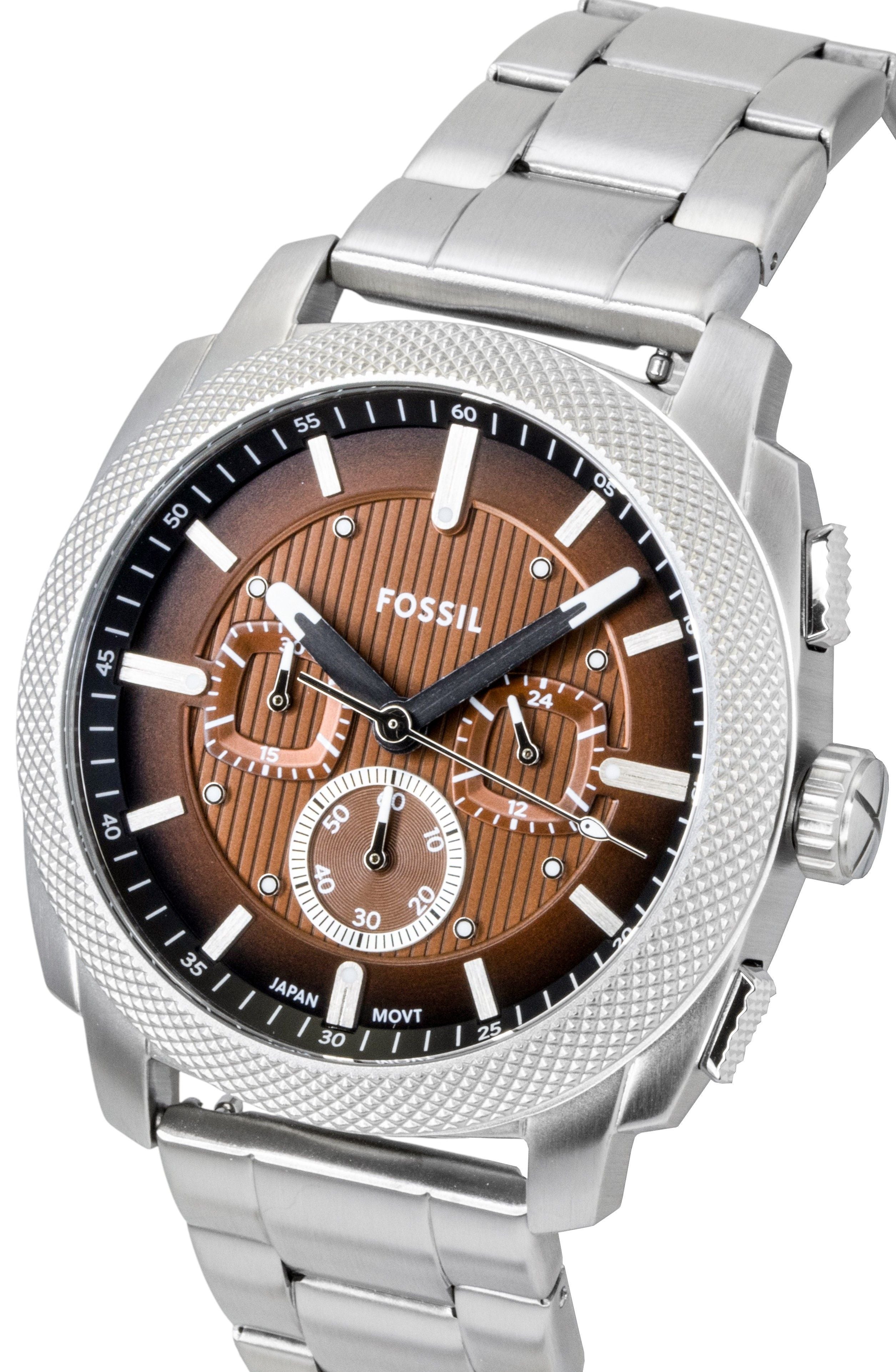 Fossil Machine Chronograph Stainless Steel Brown Dial Quartz FS6144 Men's Watch