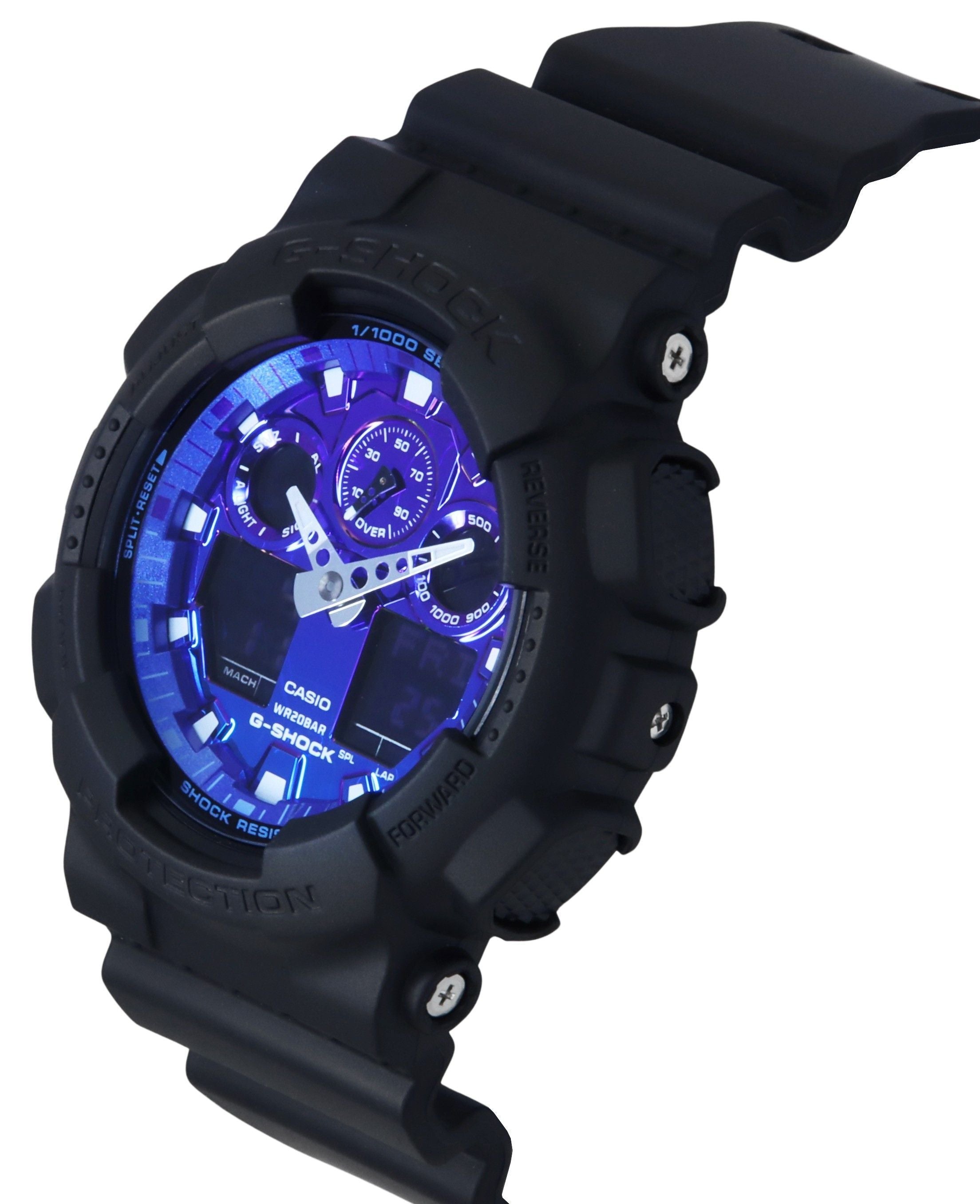 Casio G-Shock Analog Digital Resin Strap Blue Dial Quartz GA-100FL-1A 200M Men's Watch