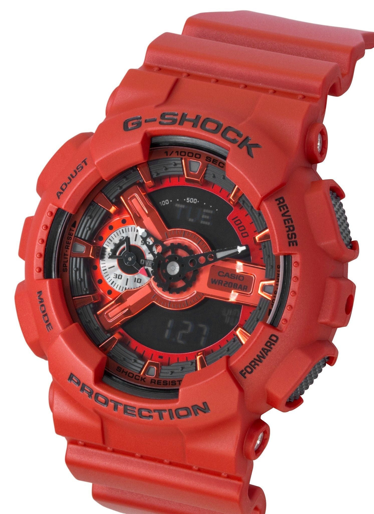 Casio G-Shock Digital Red Bio-Based Resin Strap Quartz GA-110RRB-4A 200M Men's Watch