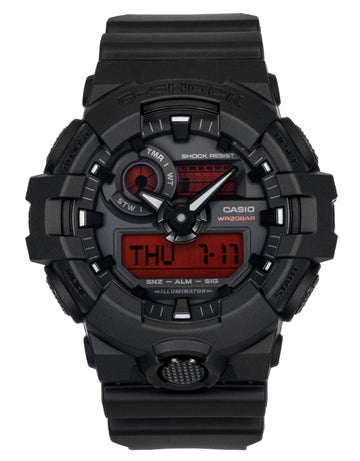 Casio G-Shock Analog Digital Resin Strap Black Dial Quartz GA-700BBR-1A 200M Men's Watch