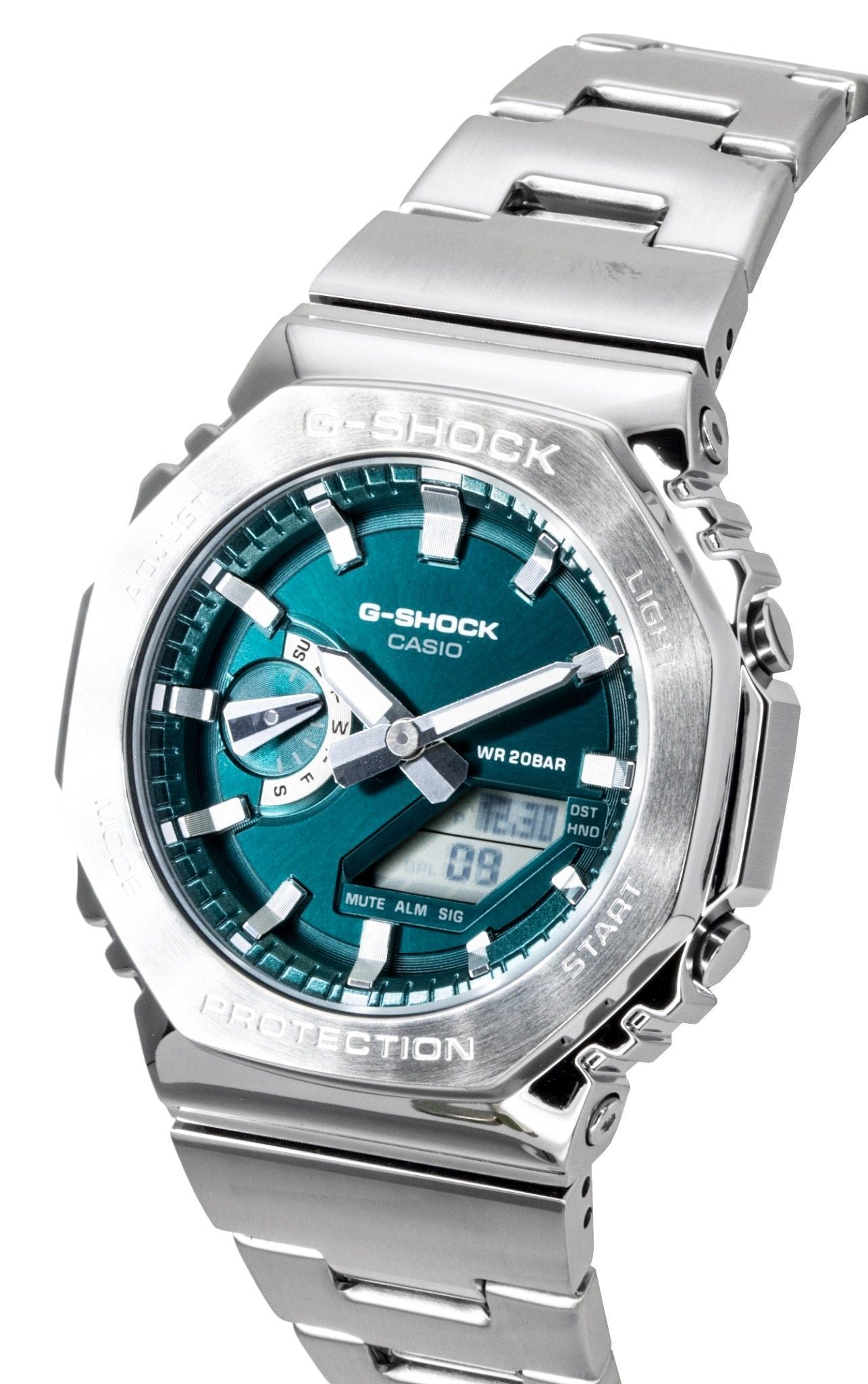 Casio G-Shock G-Steel Analog Digital Stainless Steel Green Dial Quartz GM-2110D-3A1 200M Men's Watch