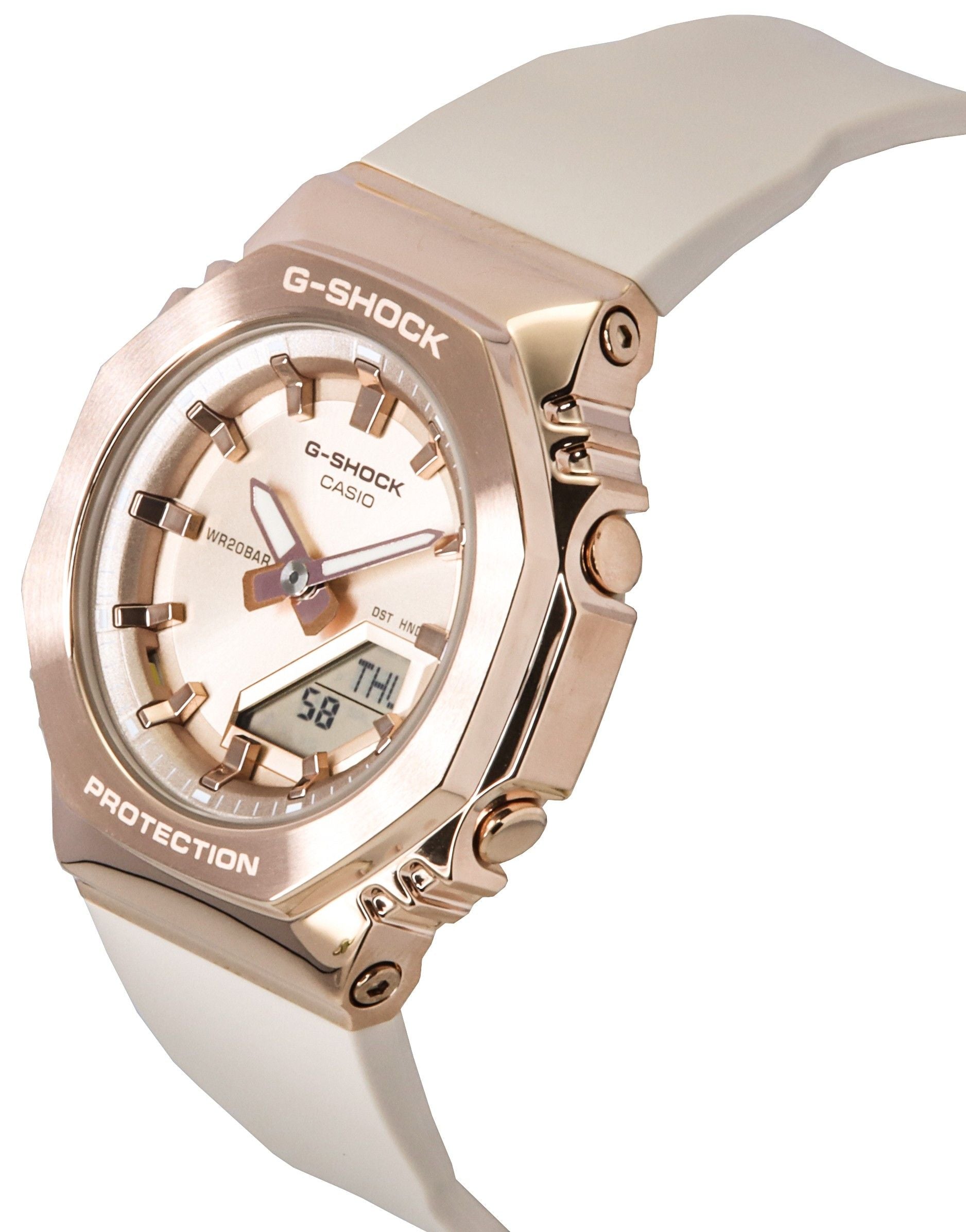 Casio G-Shock Analog Digital Bio-Based Resin Strap Rose Gold Dial Quartz GM-S2110PG-4A 200M Women's Watch