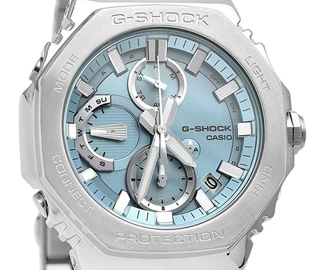 Casio G-Shock Full Metal Analog Chronograph Smartphone Link Ice Blue Dial Tough Solar GMC-B2100AD-2A 200M Men's Watch