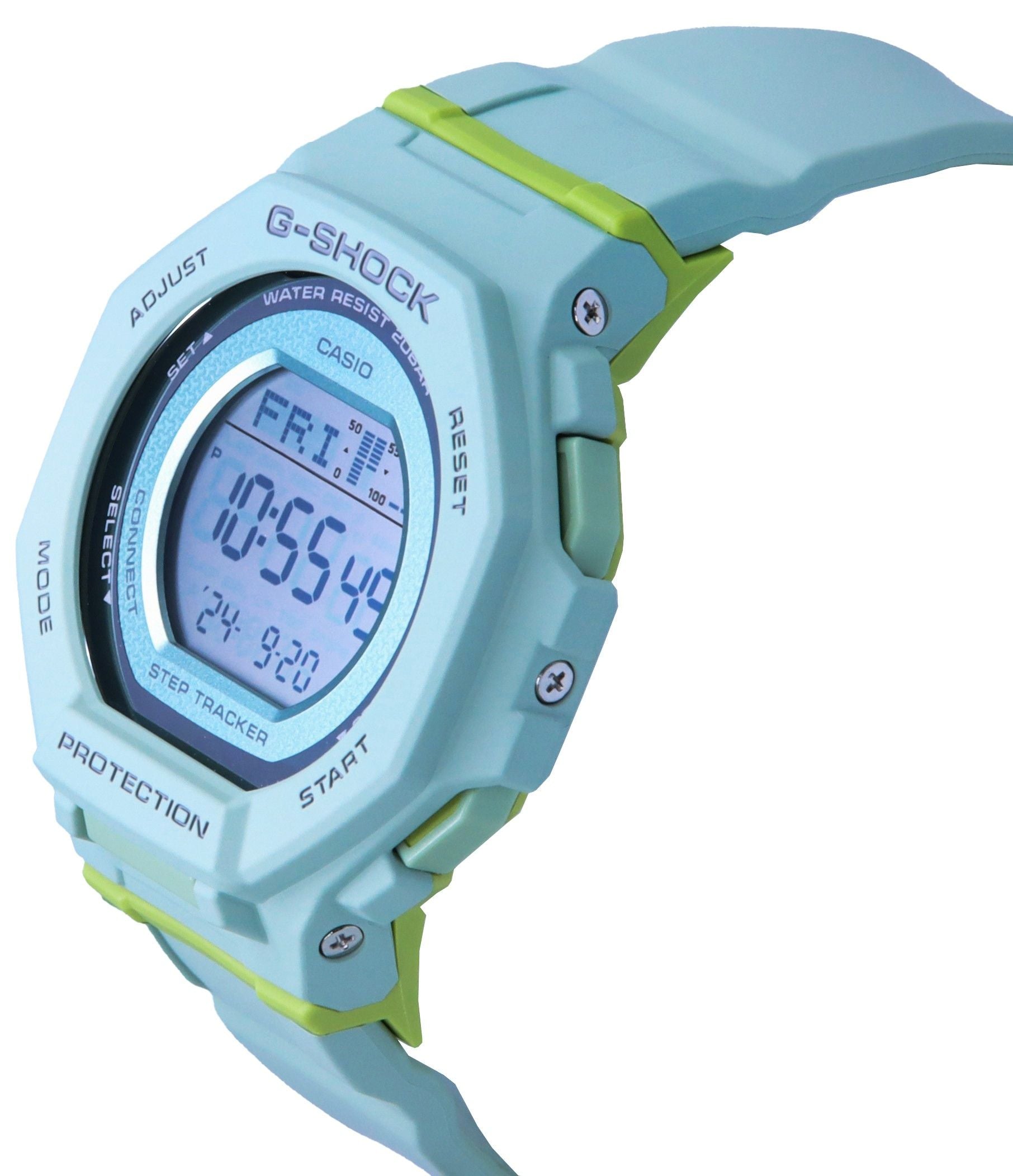 Casio G-Shock G-Squad Digital Smartphone Link Pale Green Bio-Based Resin Quartz GMD-B300-3 200M Women's Watch