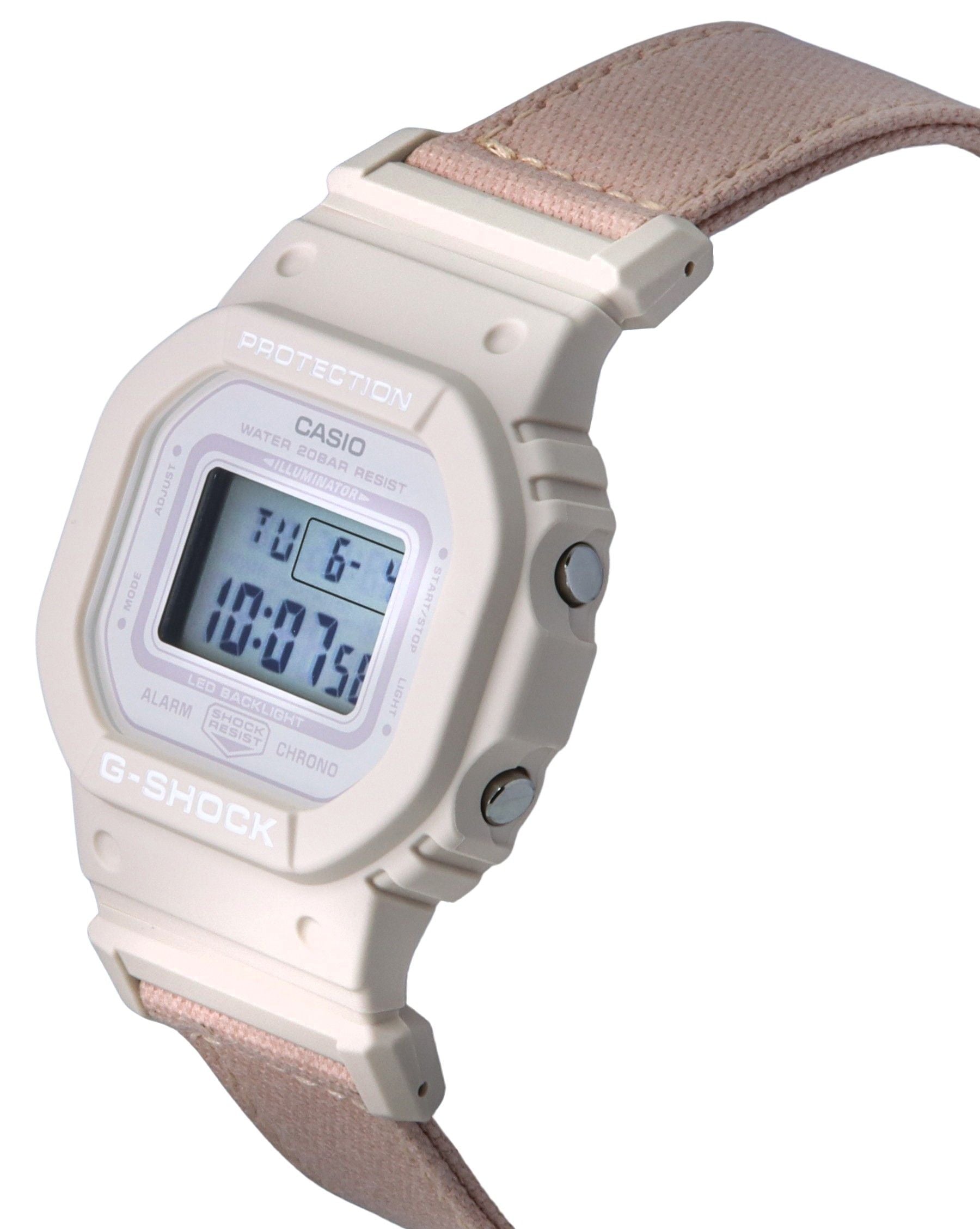 Casio G-Shock Digital Organic Pink Cloth Strap Bio-Based Resin Quartz GMD-S5600CT-4 200M Women's Watch