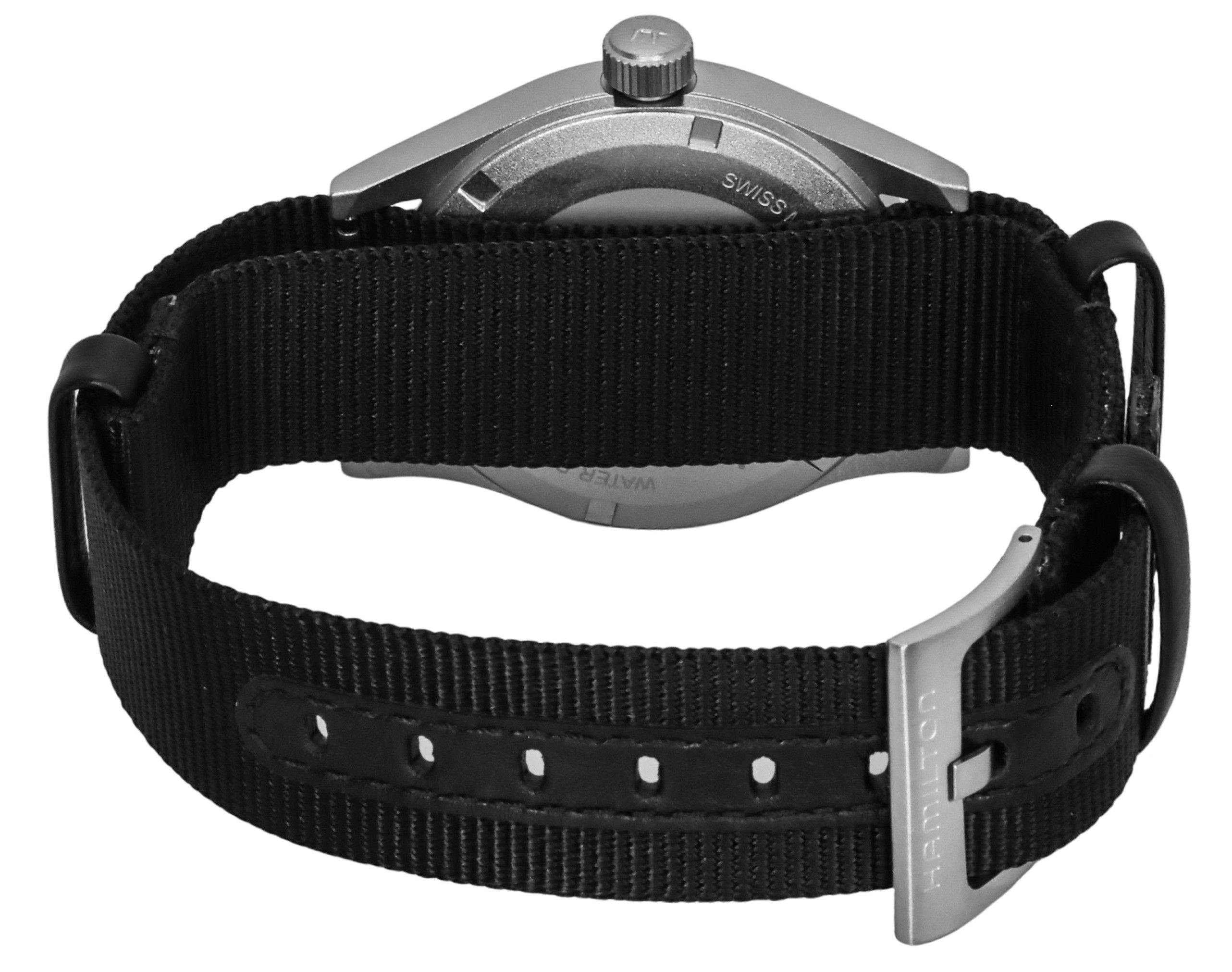 Hamilton Khaki Field Textile Strap Black Dial Quartz H69401430 Unisex Watch