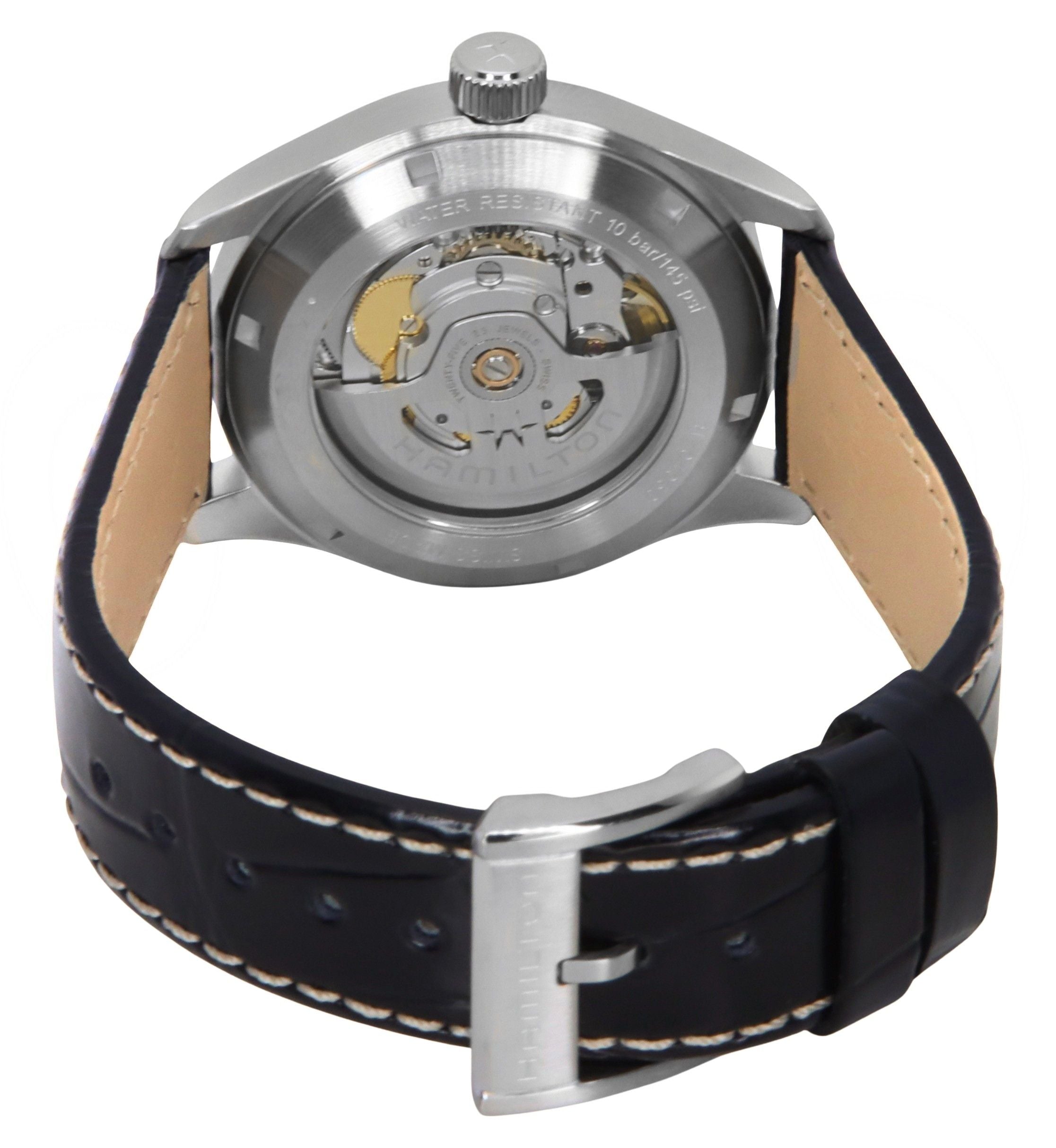 Hamilton Khaki Field Murph Leather Strap White Dial Automatic H70405710 100M Men's Watch