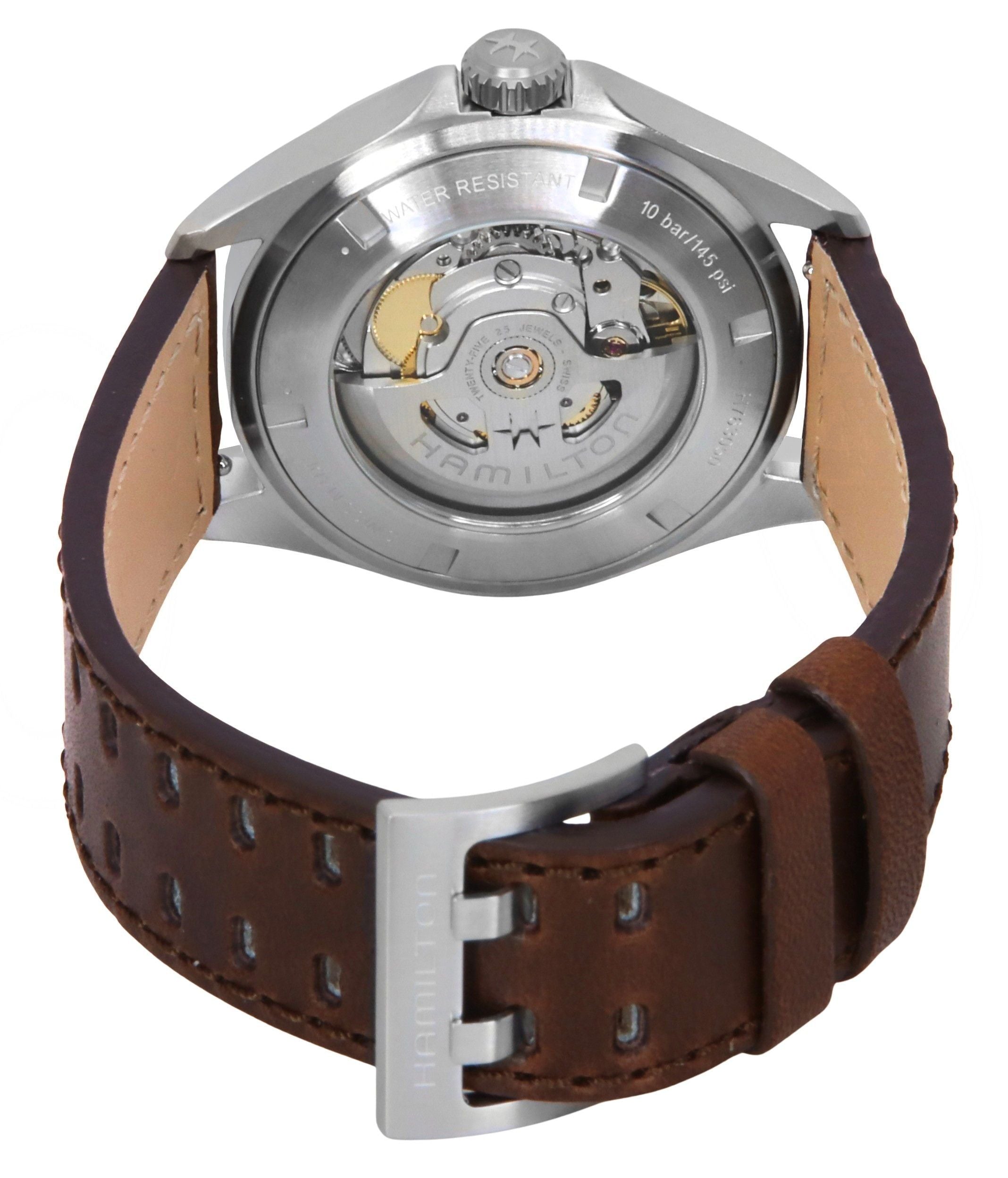 Hamilton Khaki Aviation Pilot Leather Strap Green Dial Automatic H76305560 100M Men's Watch