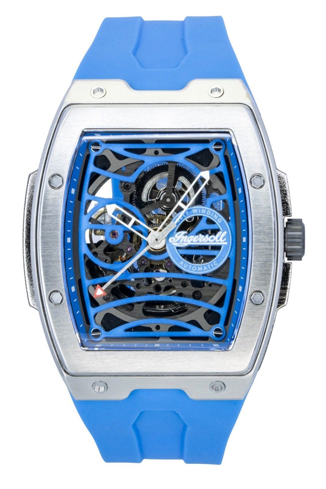 Ingersoll The Challenger Polyurethane Strap Blue Skeleton Dial Automatic I12308 Men's Watch
