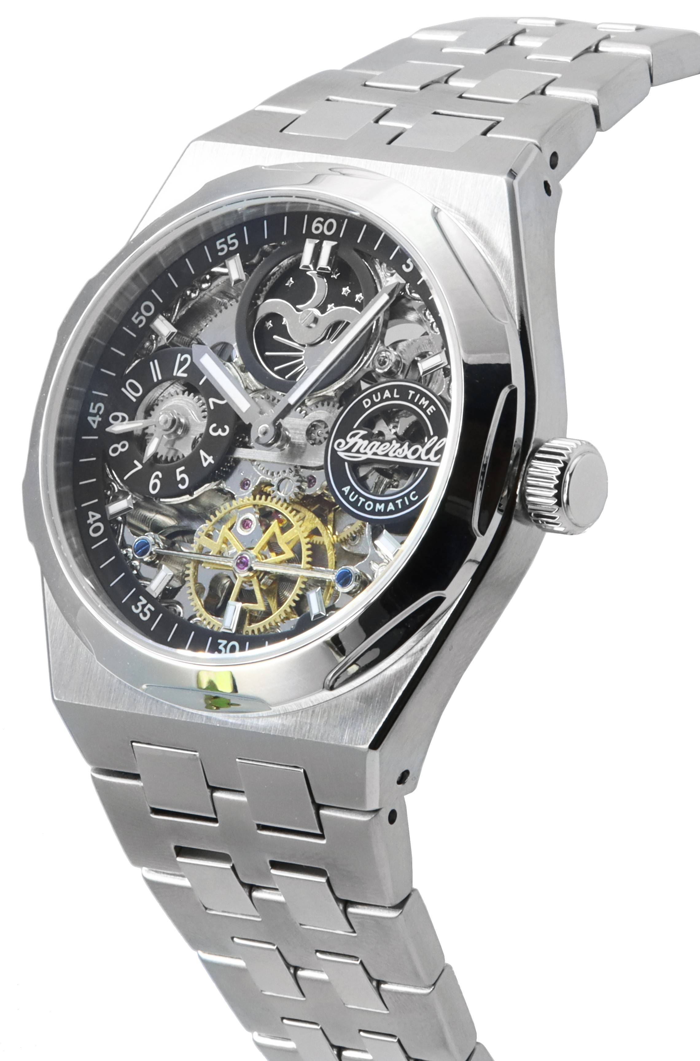 Ingersoll The Broadway Dual Time Skeleton Black Dial Automatic I12901 Men's Watch