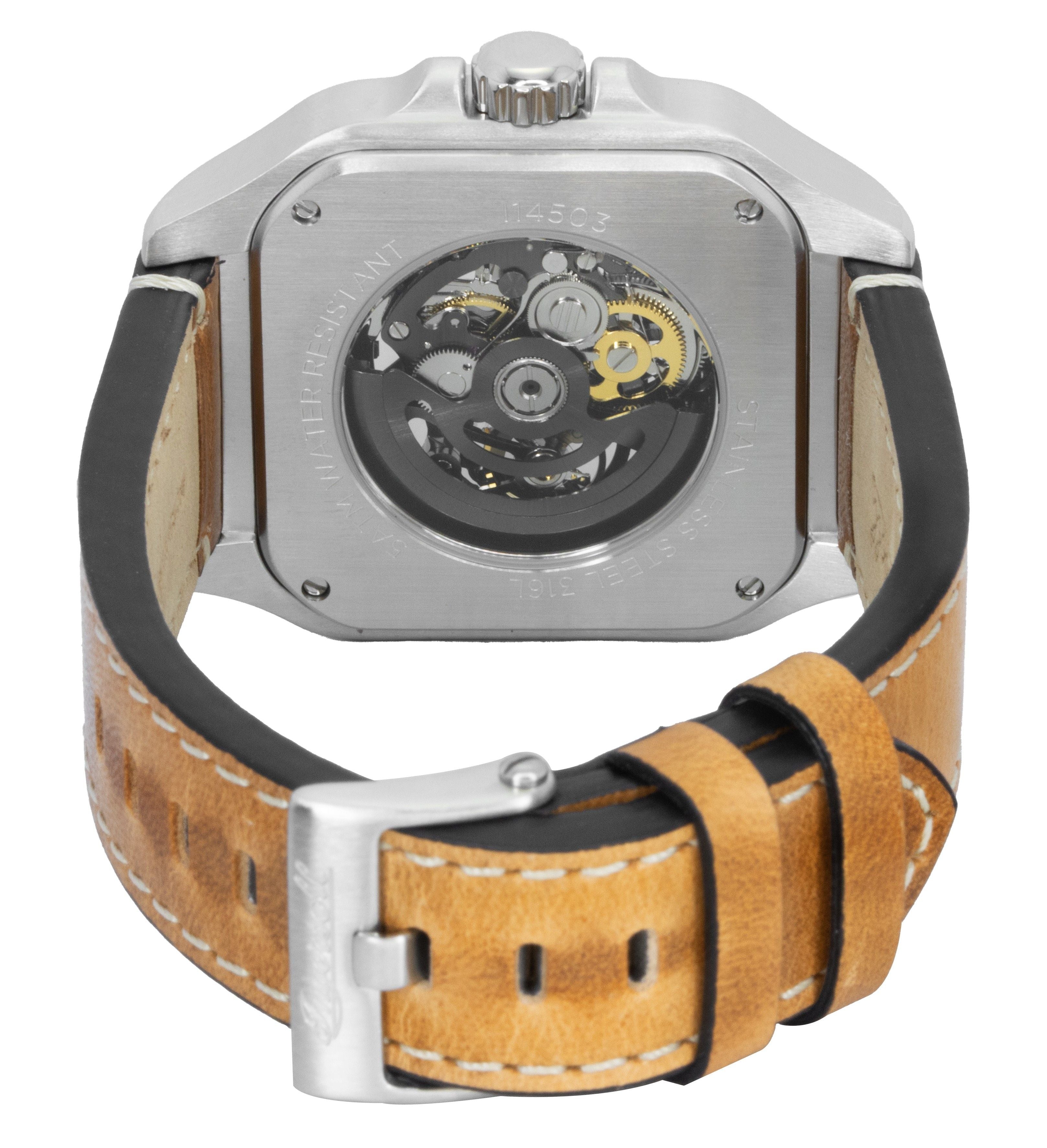 Ingersoll The Ollie Leather Strap Black Skeleton Dial Automatic I14503 Men's Watch