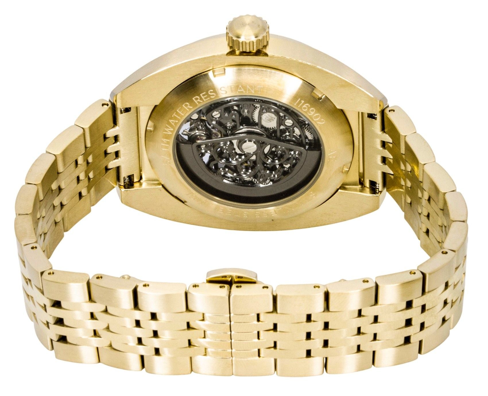 Ingersoll The Wrangler Gold Tone Stainless Steel Black Skeleton Dial Automatic I16902 Men's Watch