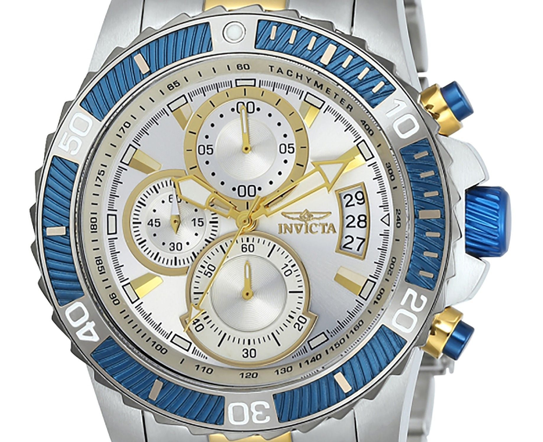 Invicta Pro Diver Chronograph Two Tone Stainless Steel Silver Dial Quartz 23994 100M Men's Watch